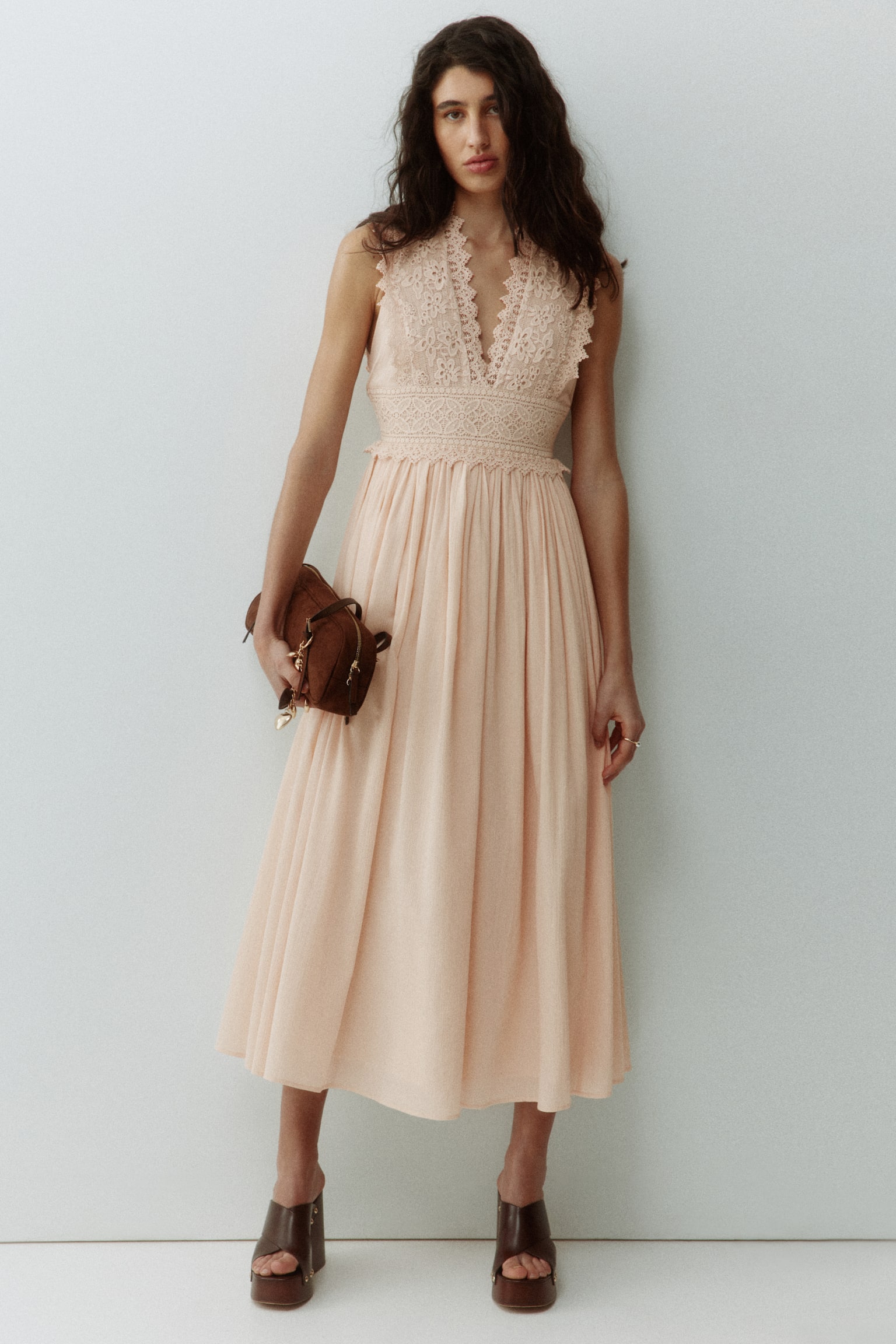 Lace-bodice dress - Light beige - 7