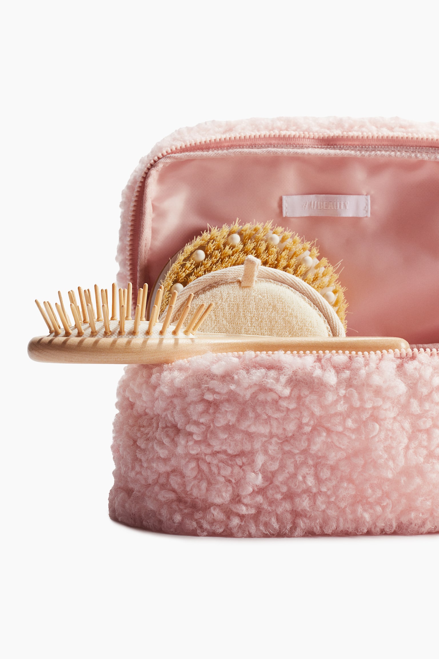 Two-tiered teddy wash bag - Dusty pink - 4