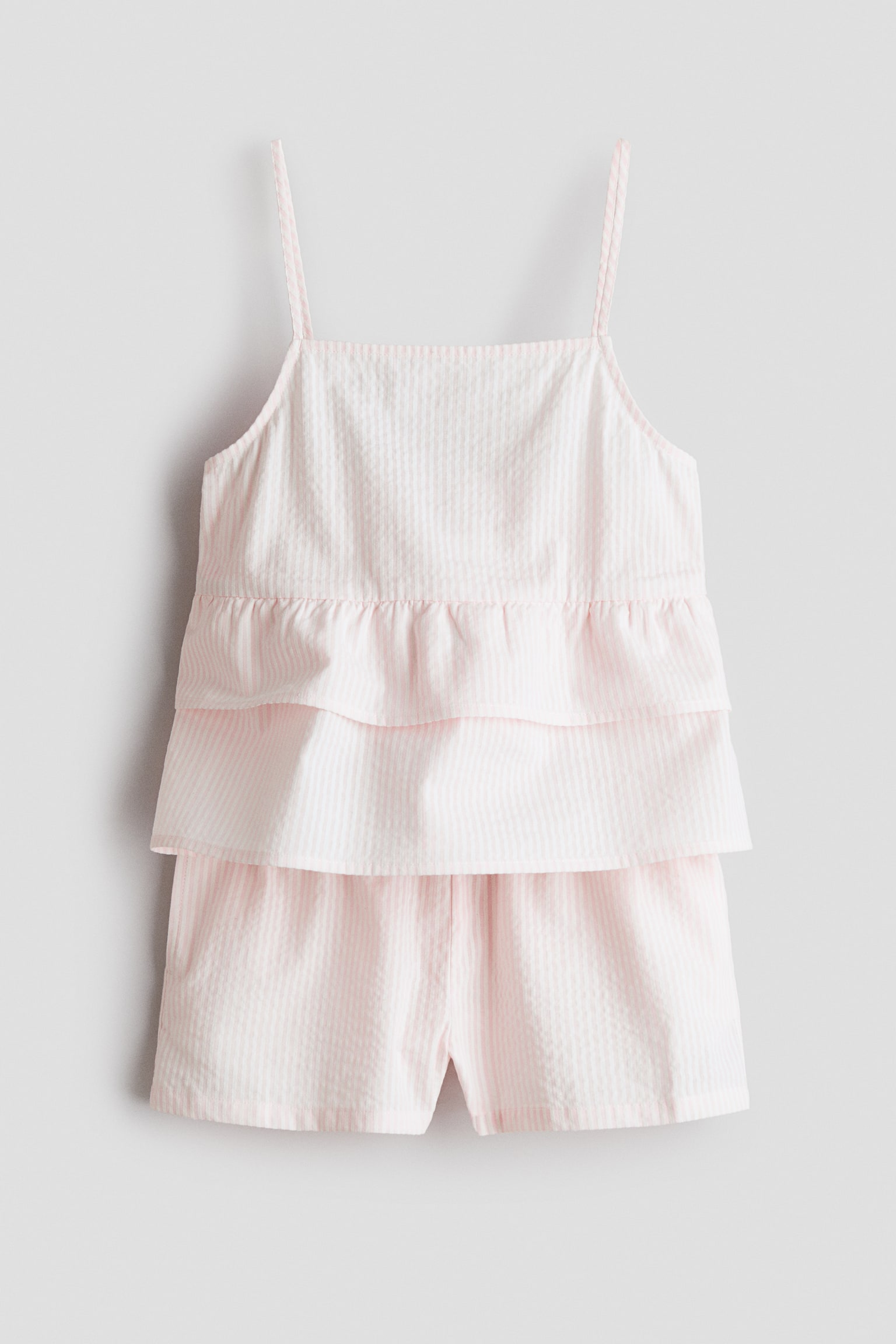 Ensemble imprimé 2 pièces en coton - Rose clair/rayé/Blanc/à pois