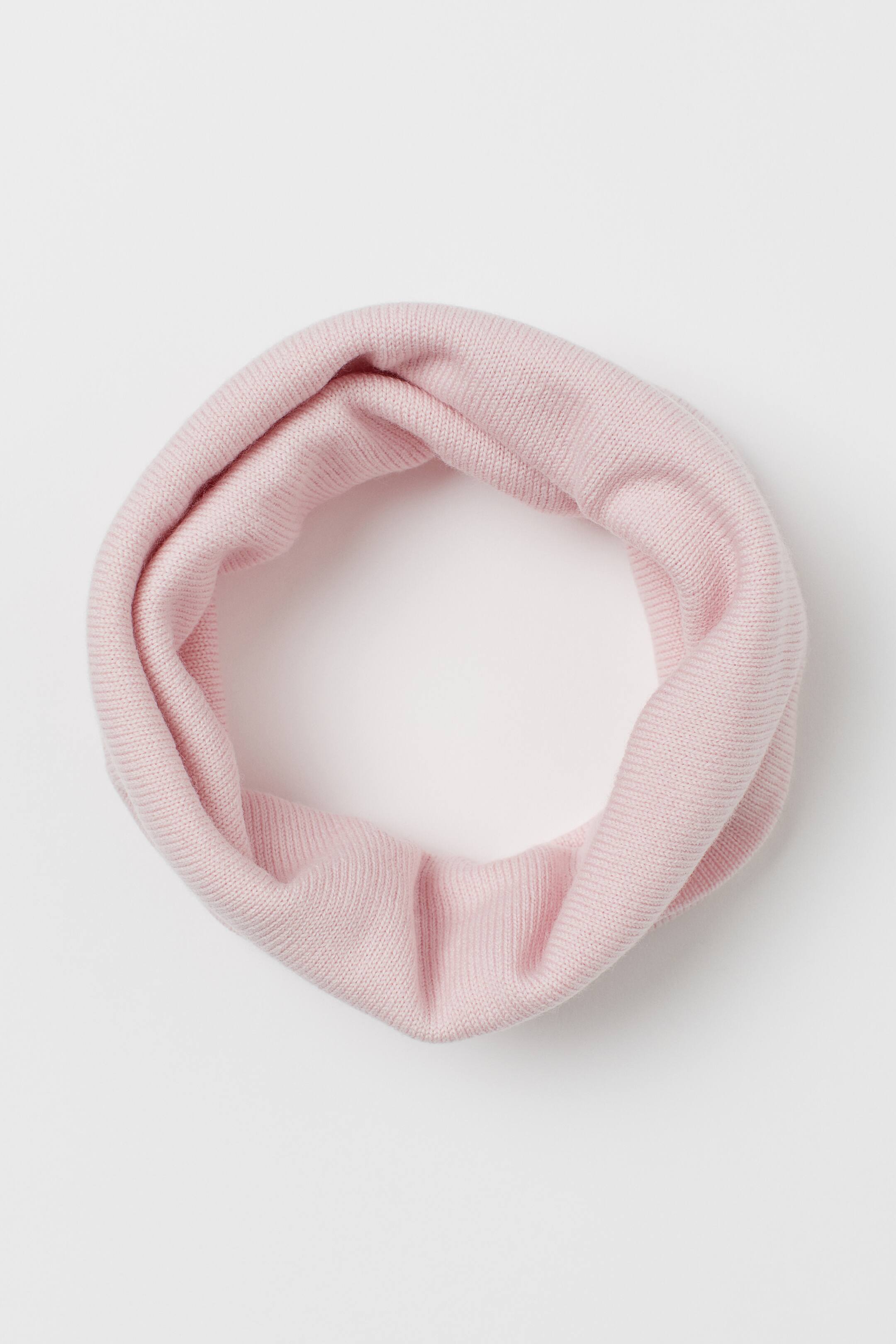 Knitted merino wool tube scarf - Light pink - Kids | H&M HK