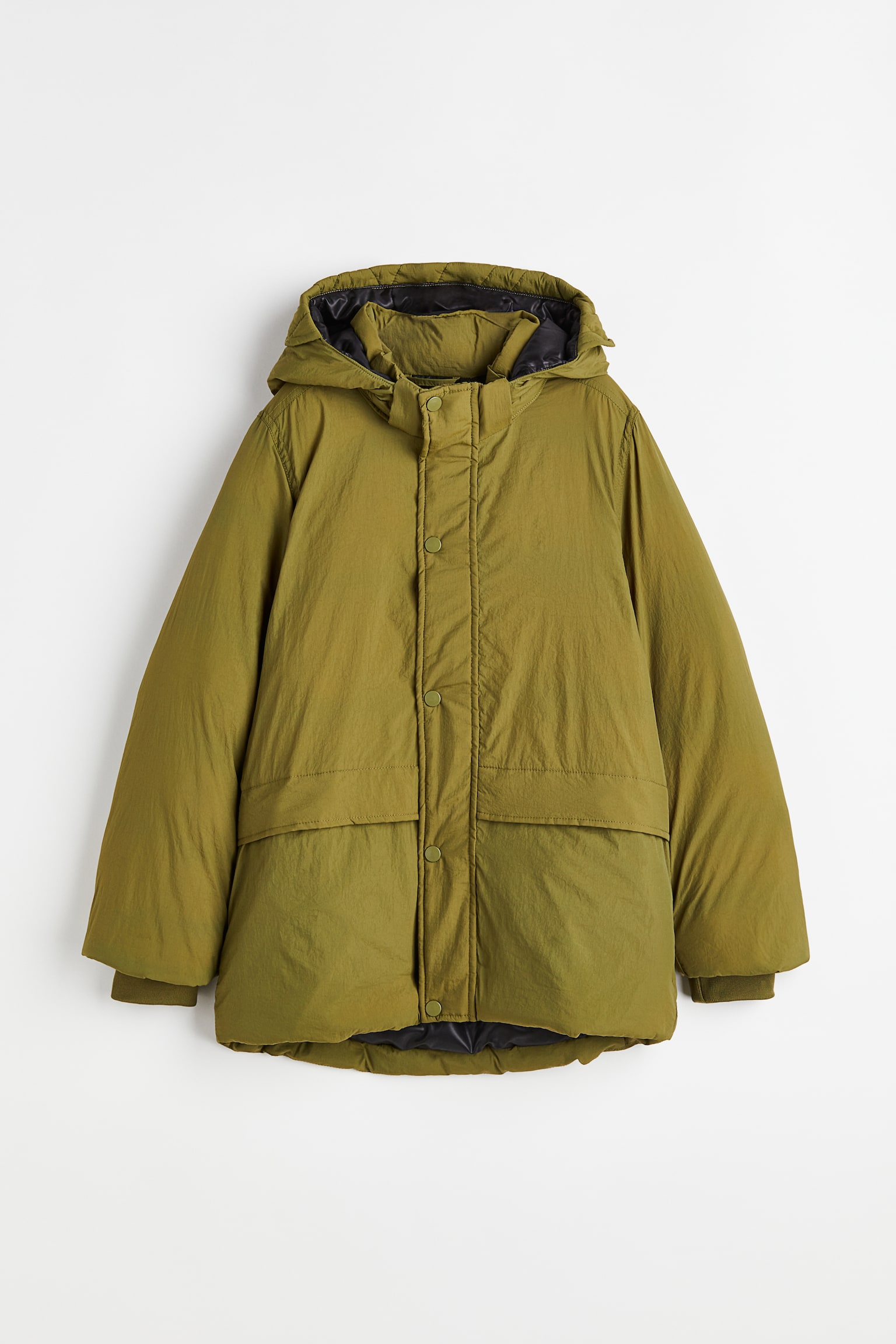 Padded nylon parka - Dark olive green - 1