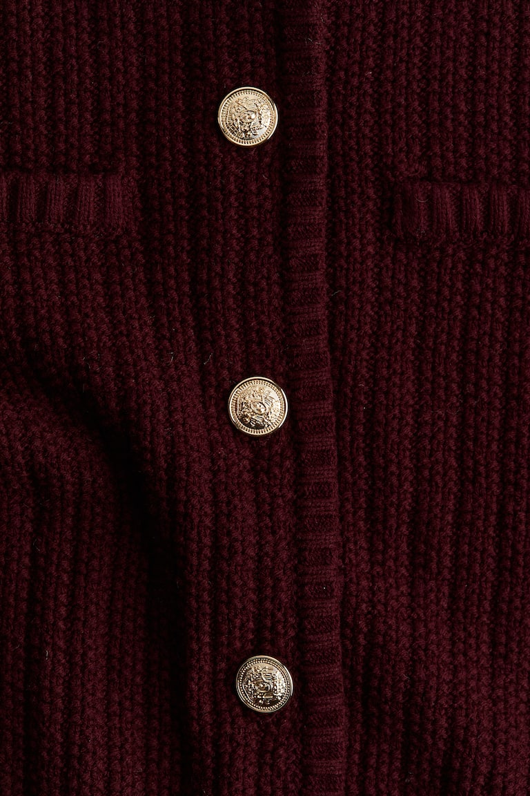Kurzer Cardigan aus Strukturstrick Weinrot Ladies H&M AT