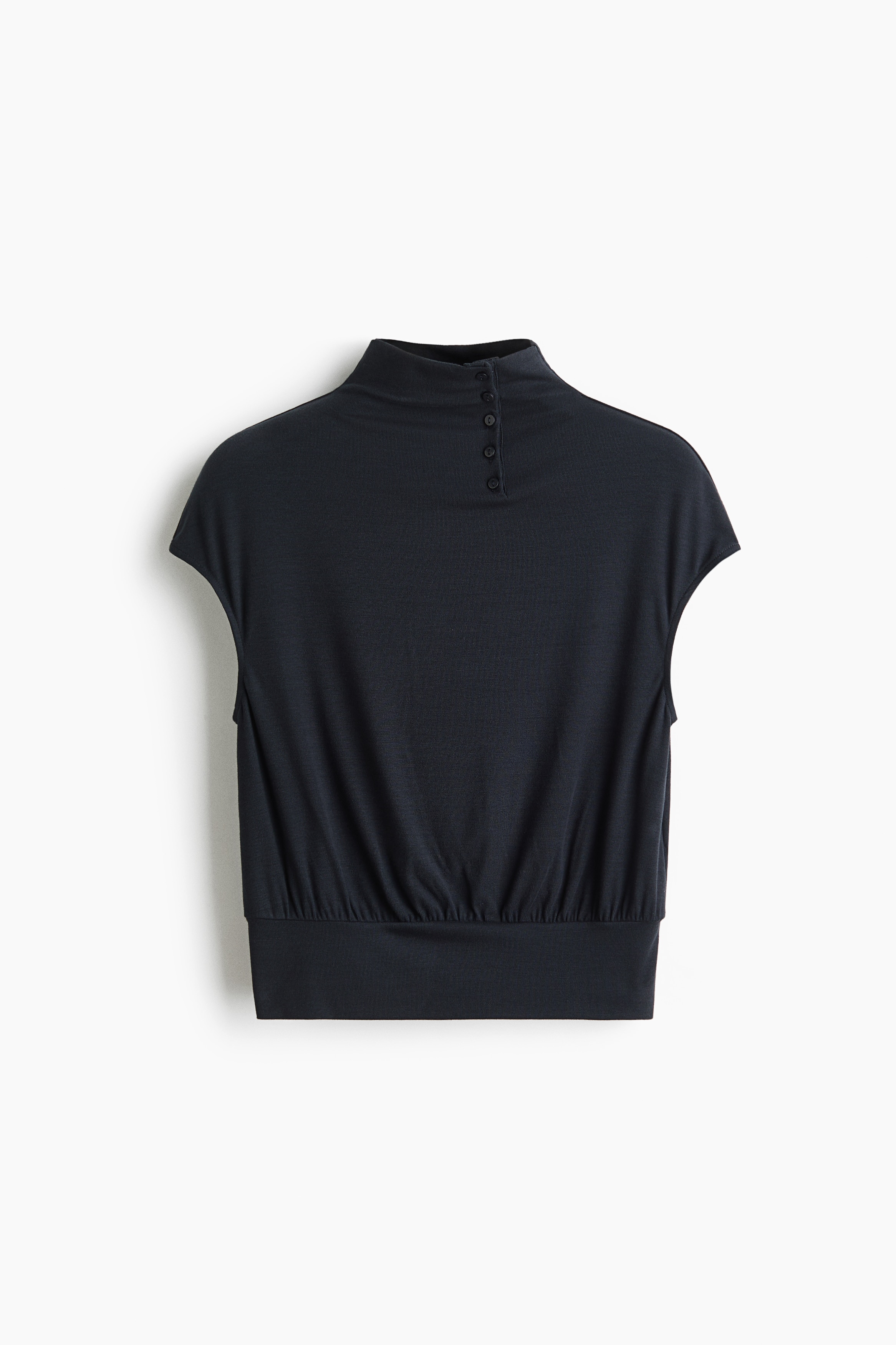 Viscose turtleneck top - Black/Light turquoise/Ivory