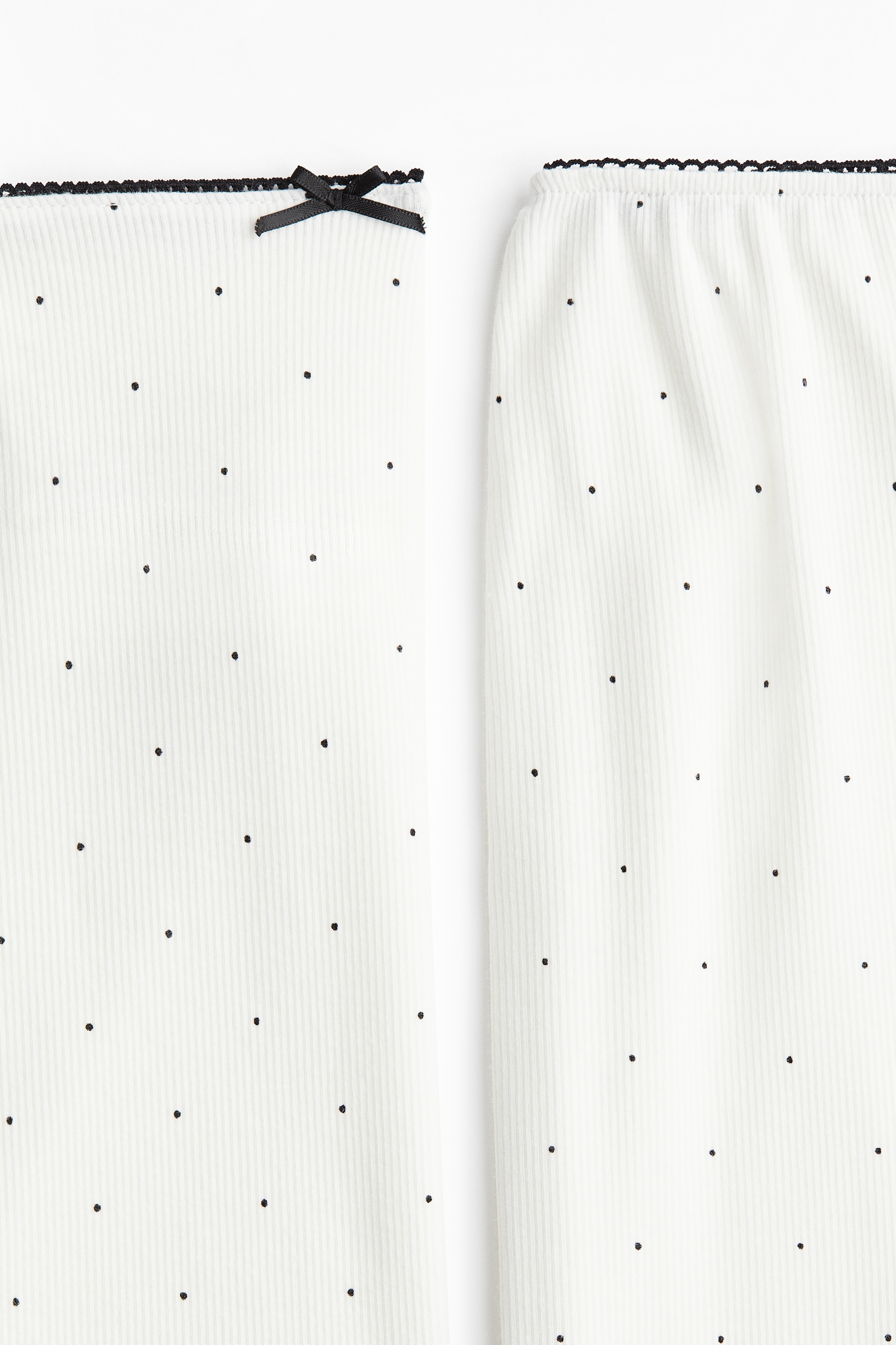 Picot-trimmed ribbed pyjamas