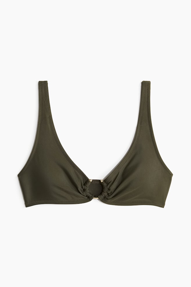 Wattiertes Bikinitop - Dunkles Khakigrün/Schwarz - 1