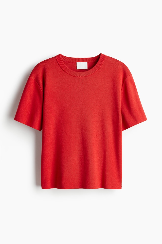 Fine-Knit T-Shirt - Red/White/Black/Cream/black striped - 1