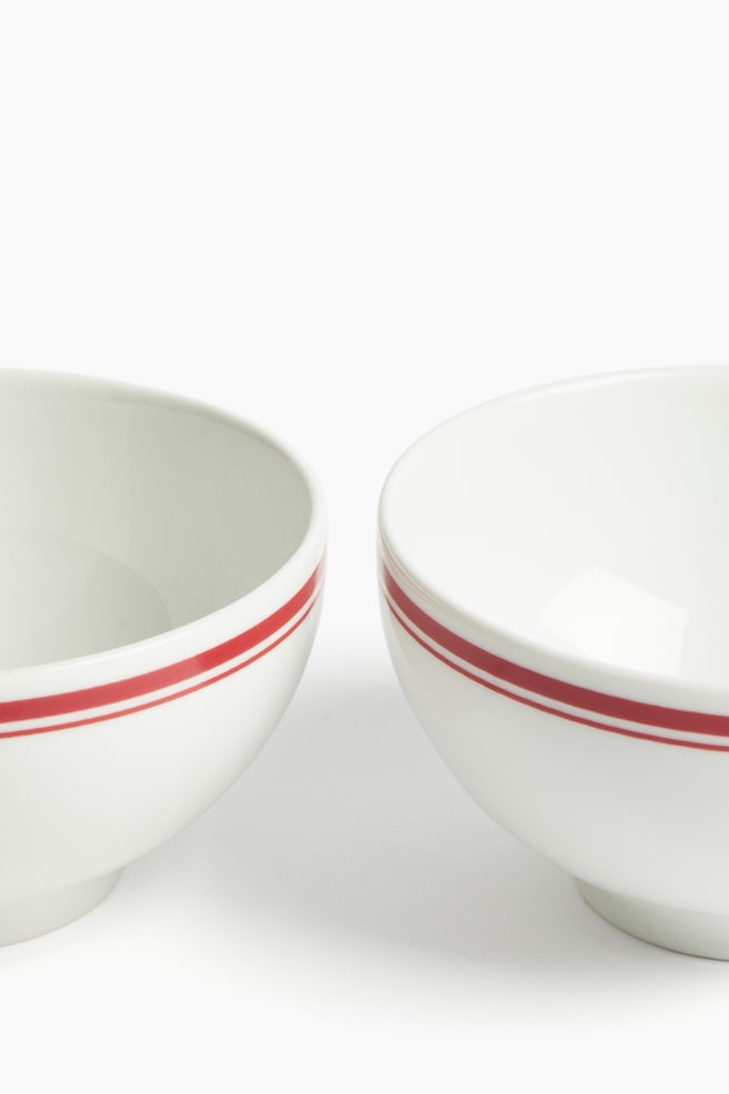 Pack de 2 tigelas pequenas em porcelana-Branco/Vermelho - 5