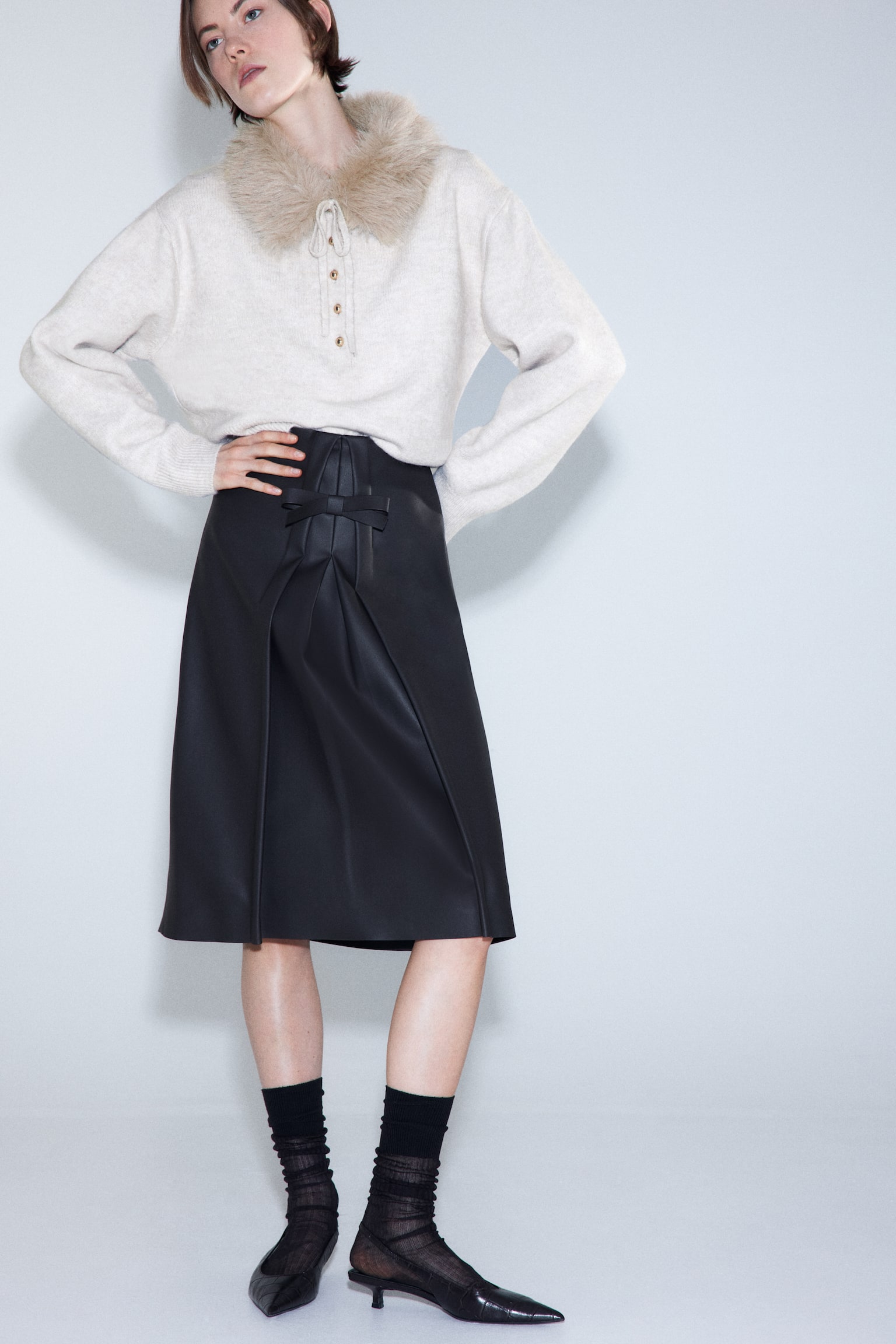 Galléros pulóver - Világosbézs - 5