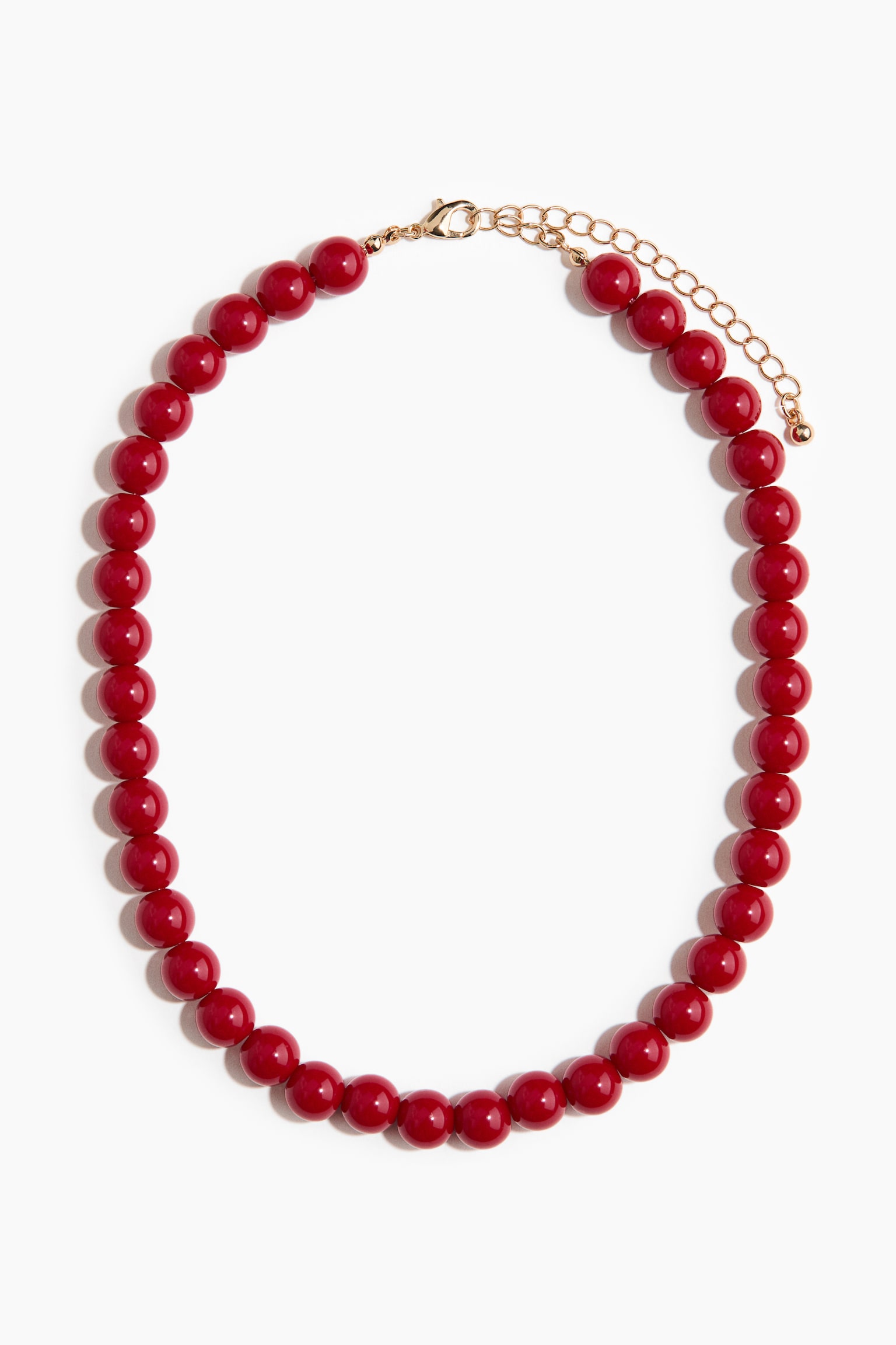 Beaded necklace - Red/Light blue/Dark brown