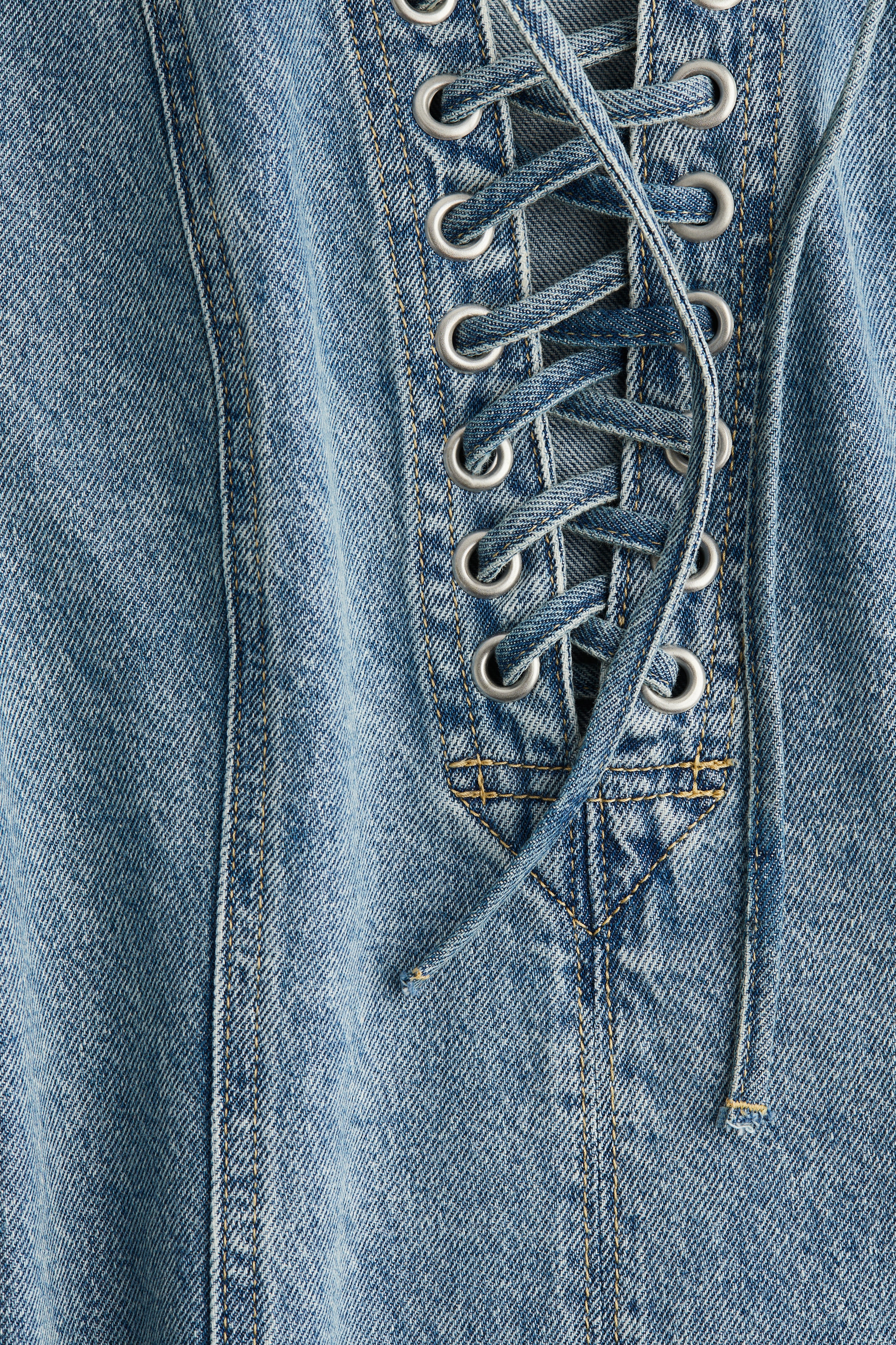 Women's Light denim blue Lacing-Detail Denim Dress | H&M US