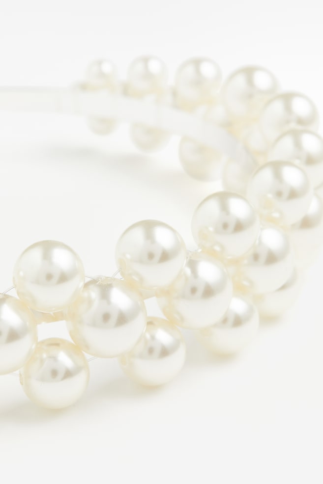 Cerchietto con perle - Bianco - 2