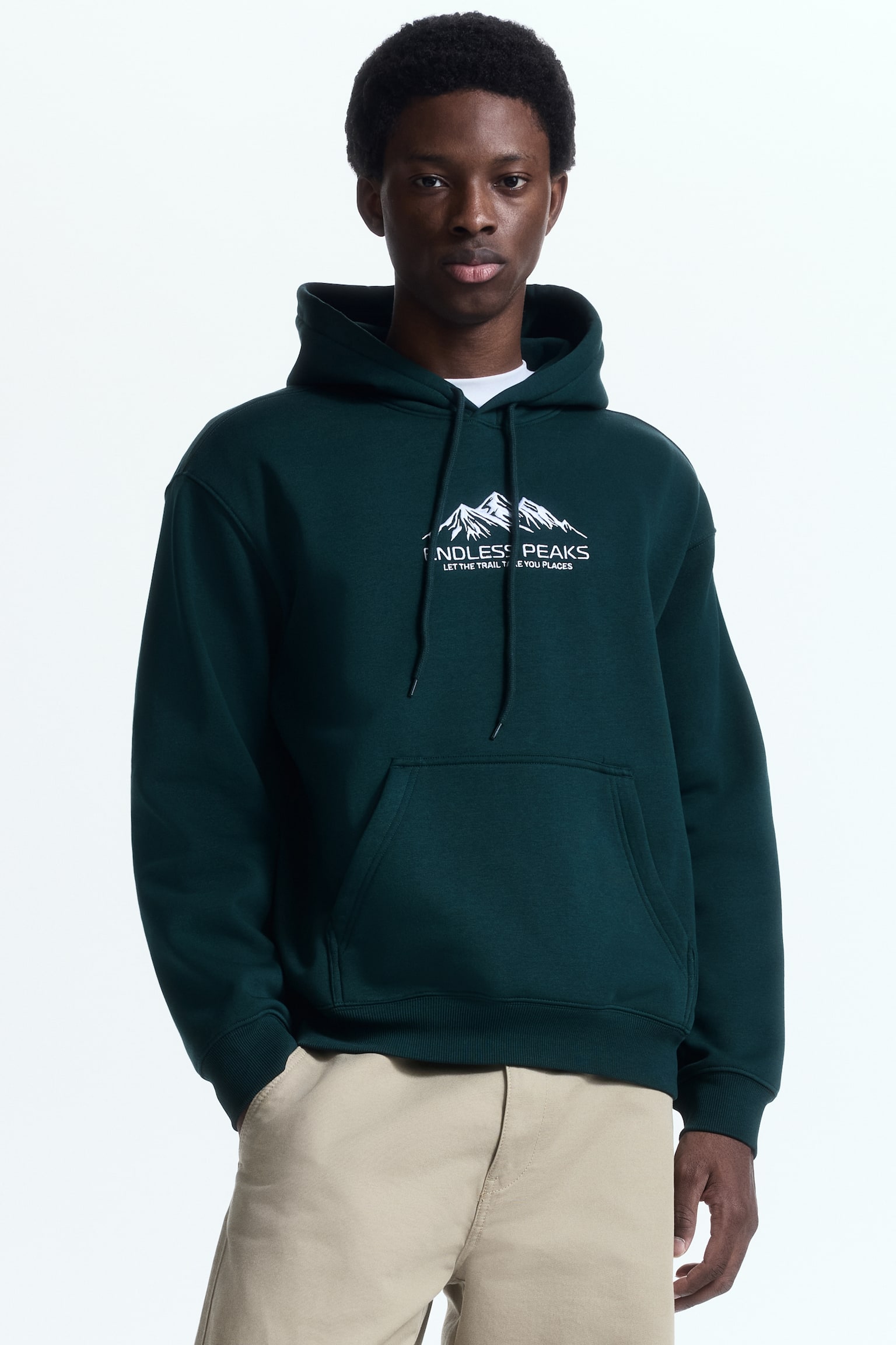 Loose Fit Printed hoodie - Dark green/Endless Peaks/White/Masashi/Dusty pink/Herbarium Archives/White/Motocross/White/Recordin'/Light beige/Print-motif/Green/Ramen - 1