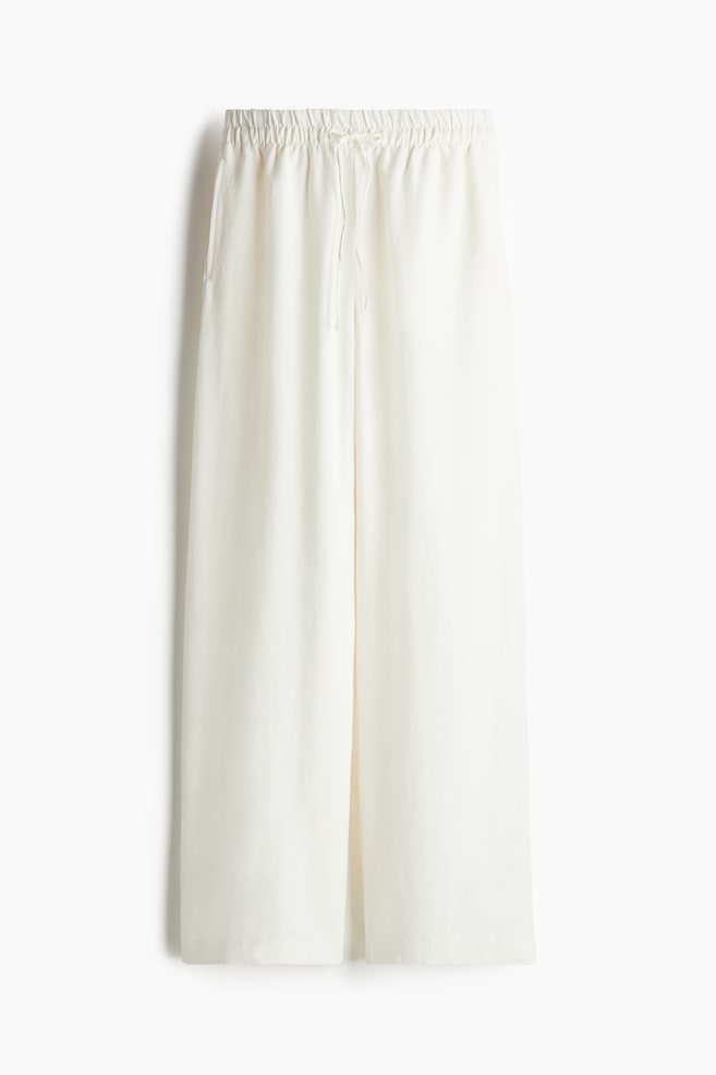 Pantalon en lin mélangé - Blanc/Beige clair/Rouge foncé/Vert kaki foncé/Brun foncé/Noir - 1