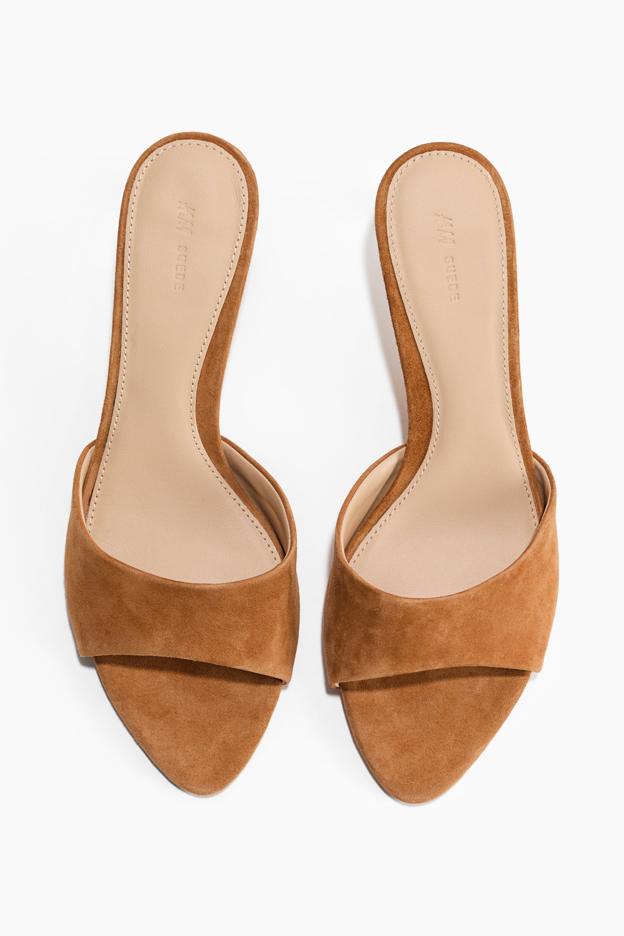 Mules en cuir velours avec talon bobine