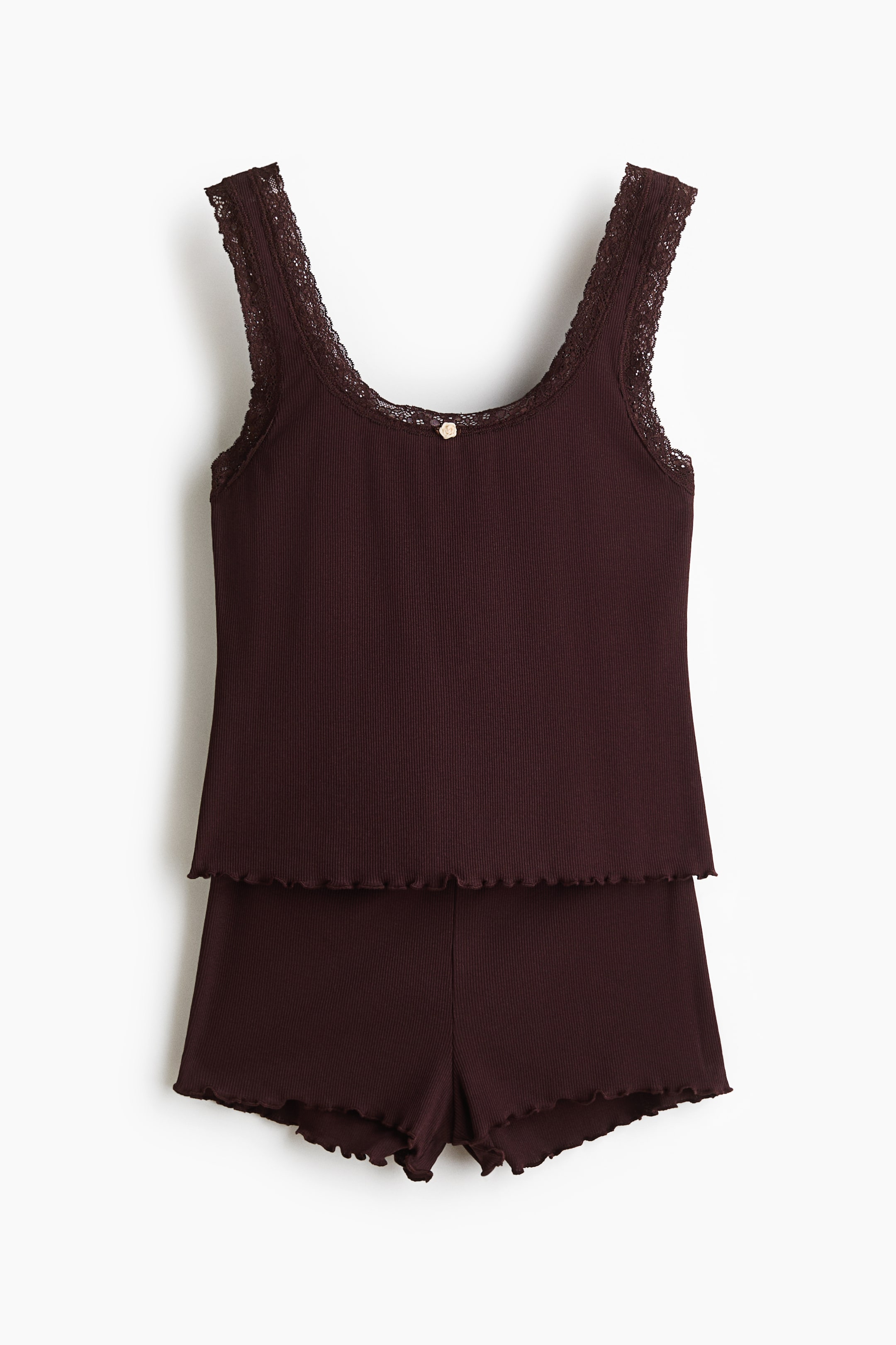 Pyjama côtelé avec dentelle