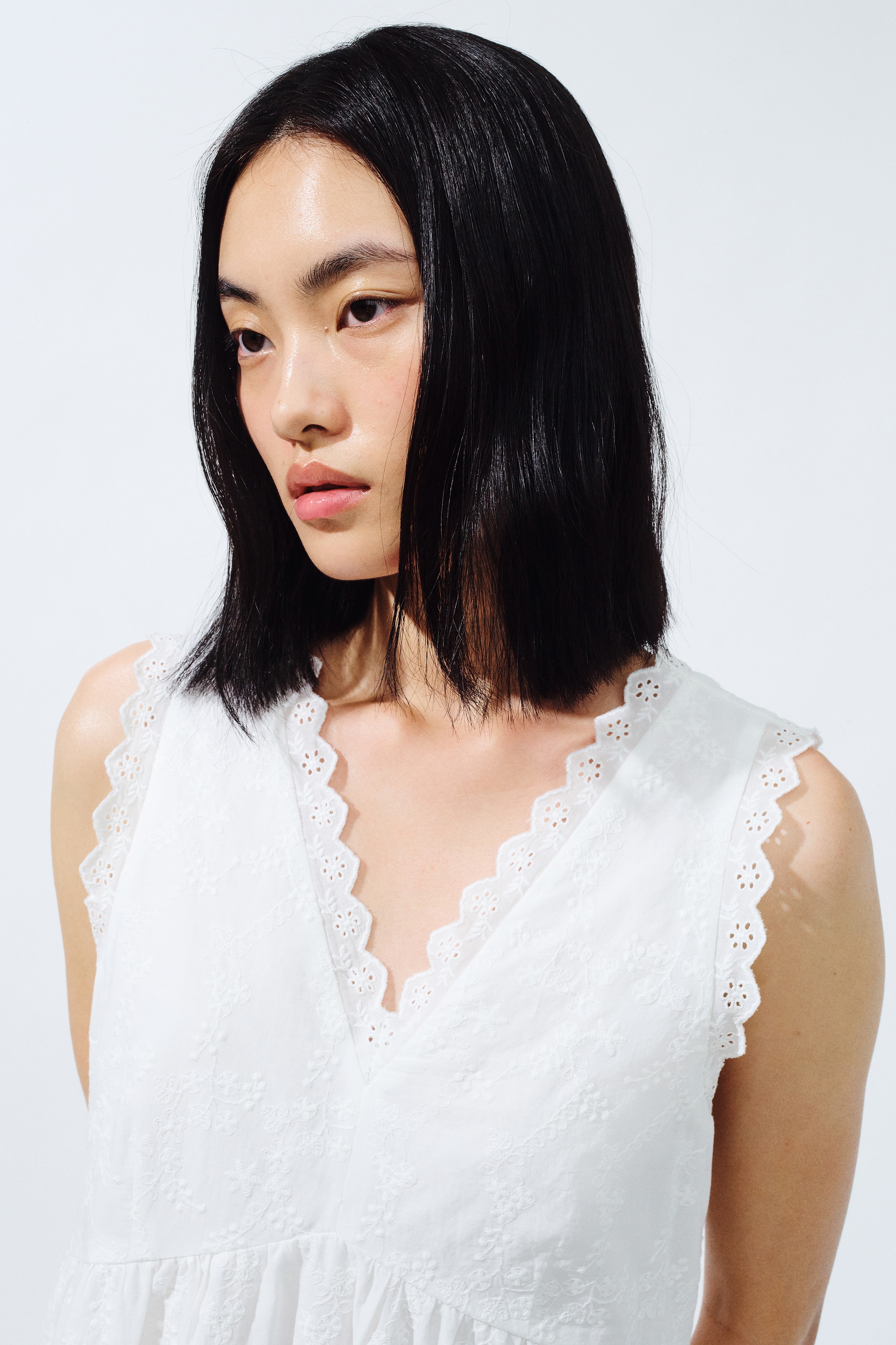 レーストリム デニムワンピース - ホワイト - レディース | H&M JP