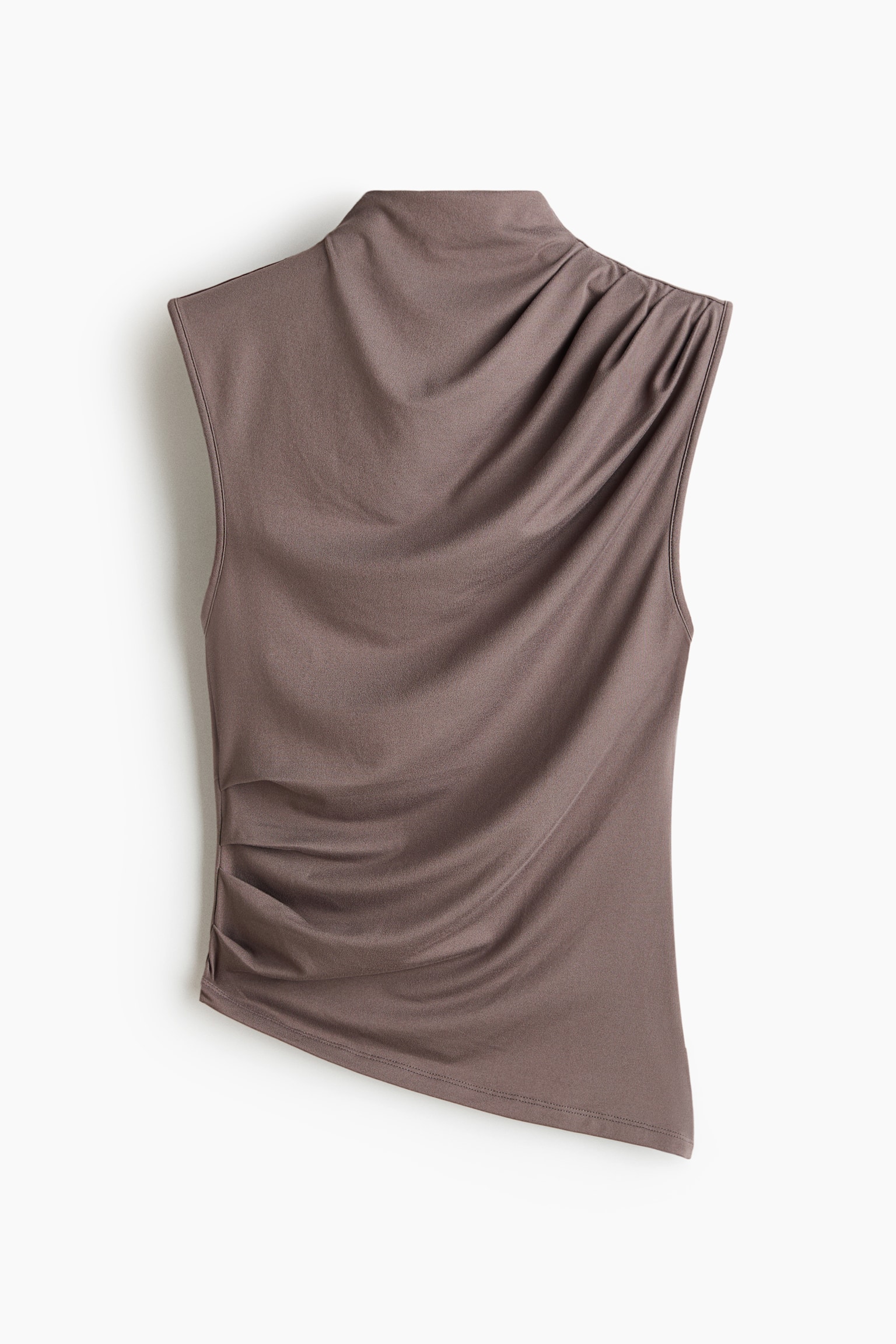 Draped Asymmetric Top - Taupe/Burgundy/Black - 1