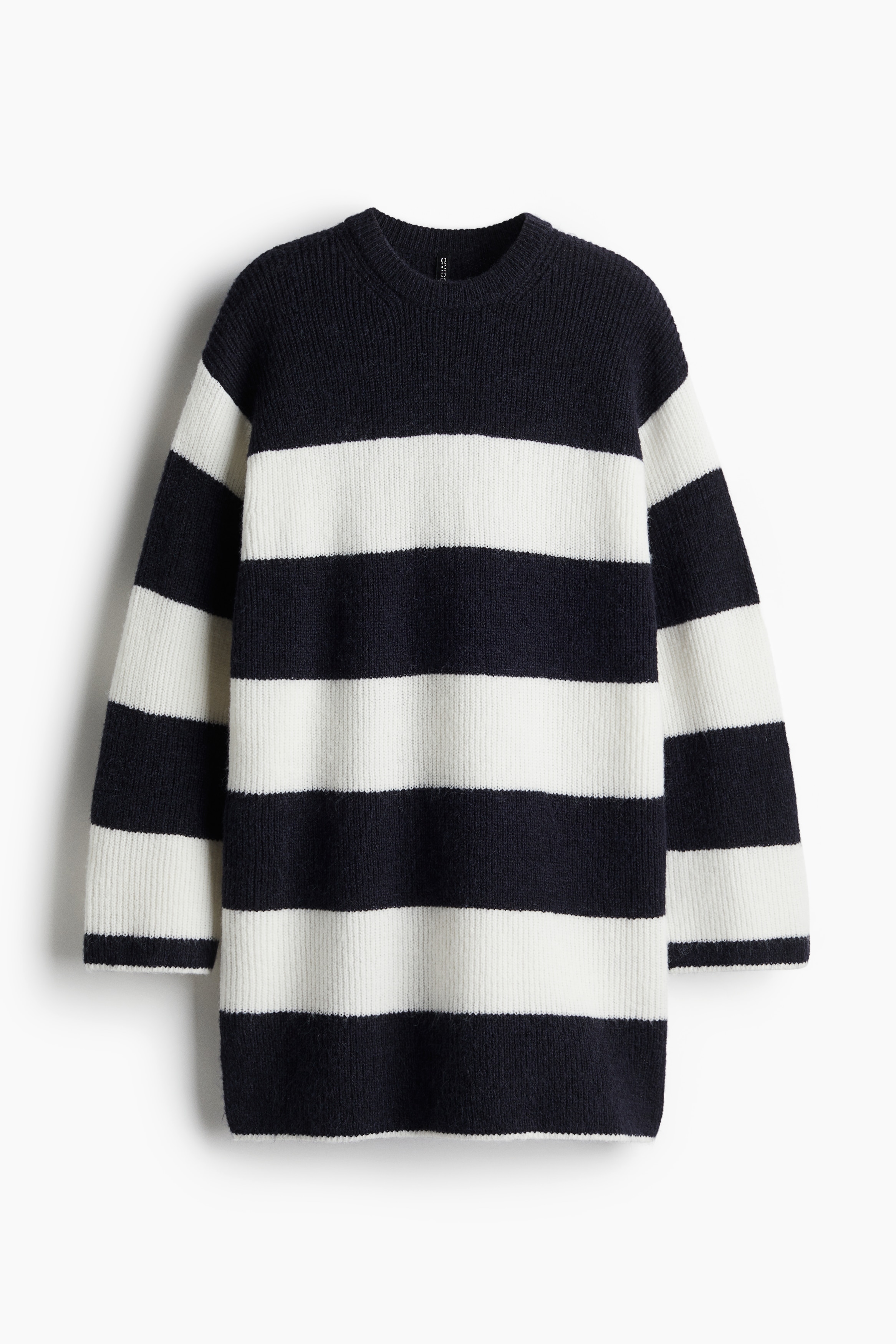 Geripptes Strickkleid - Marineblau/Gestreift/Cremefarben/Gestreift