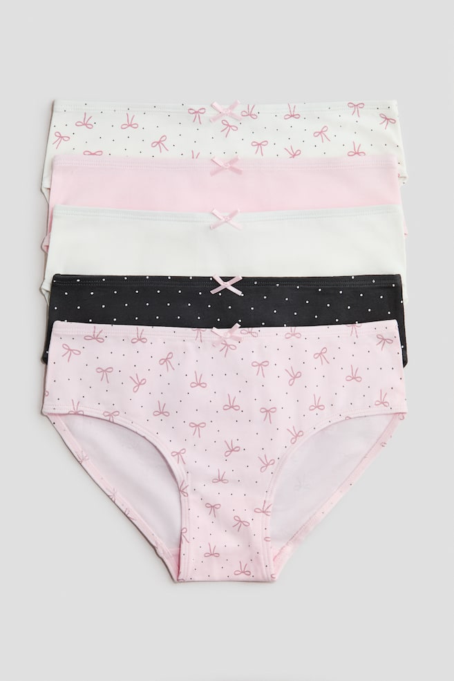 5-pack Cotton Briefs - Light pink/bows - 1