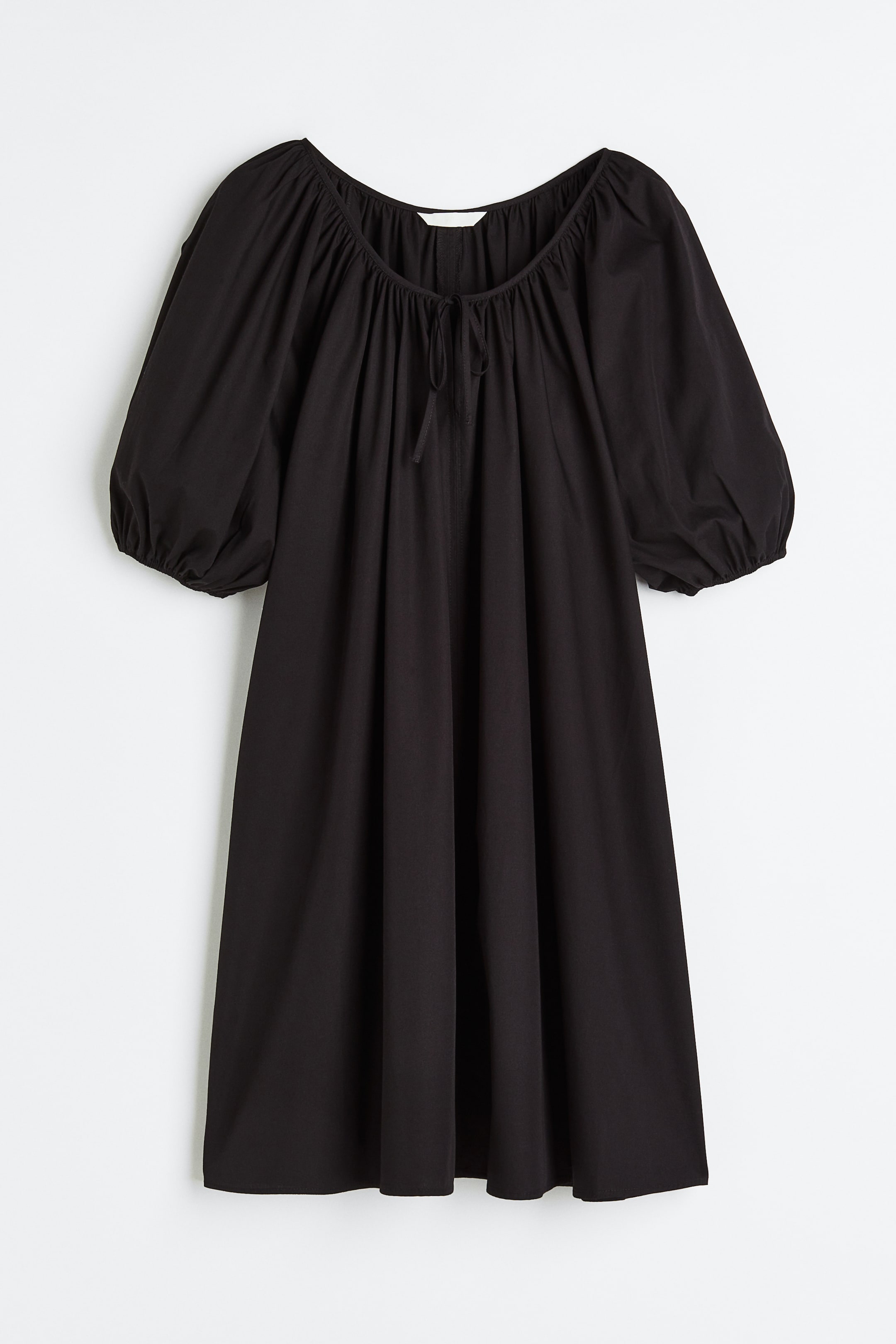 Xem ảnh lớn hơn: Váy tay bồng buộc dây - Màu đen - Ladies | H&M VN 1