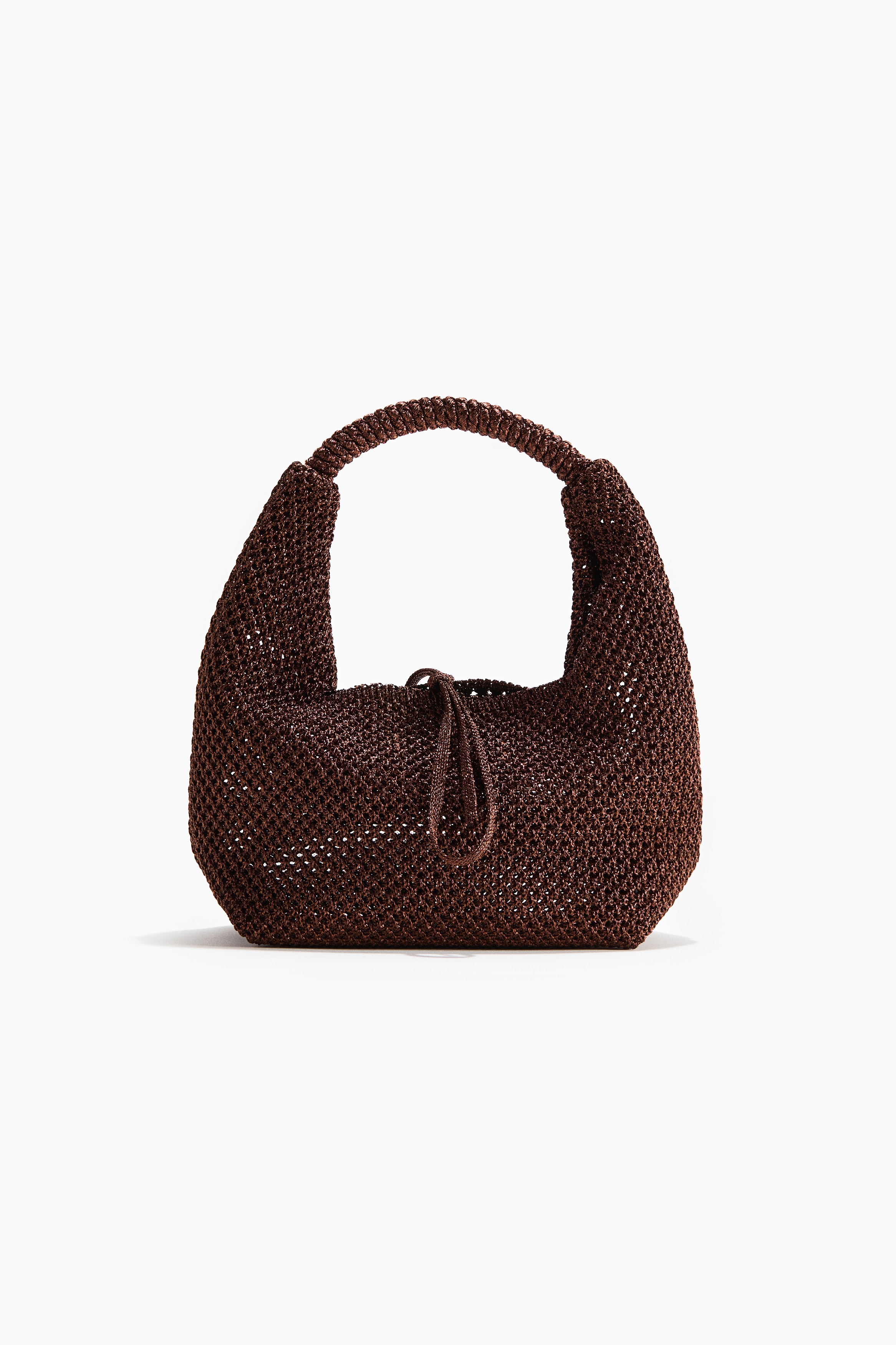 Glittery hole-knit handbag - Dark brown/Gold-coloured/Dusty pink