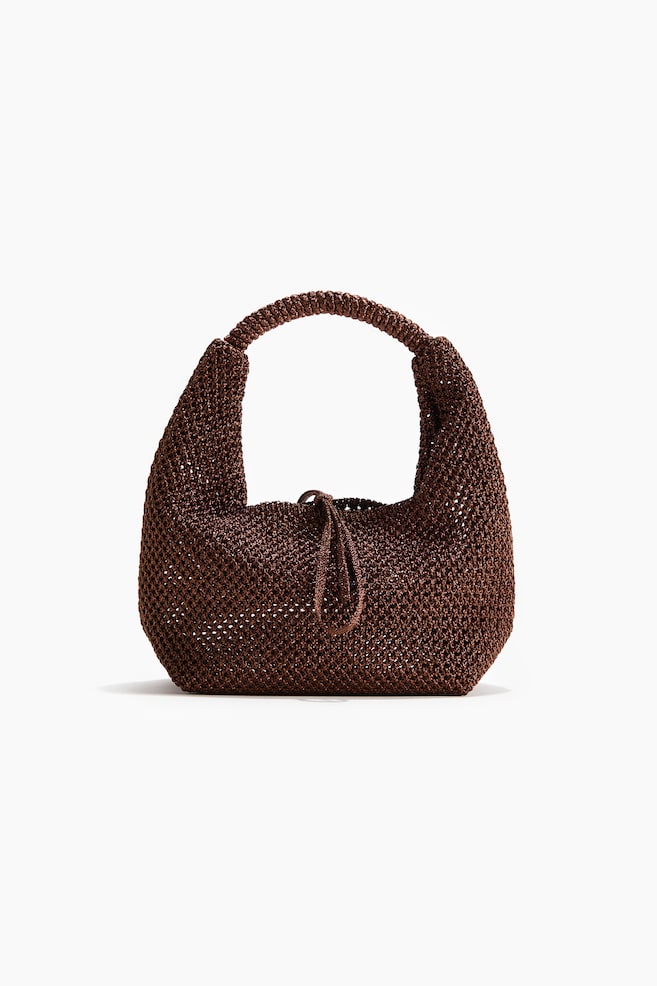 Glittery hole-knit handbag - Dark brown/Gold-coloured/Dusty pink - 1
