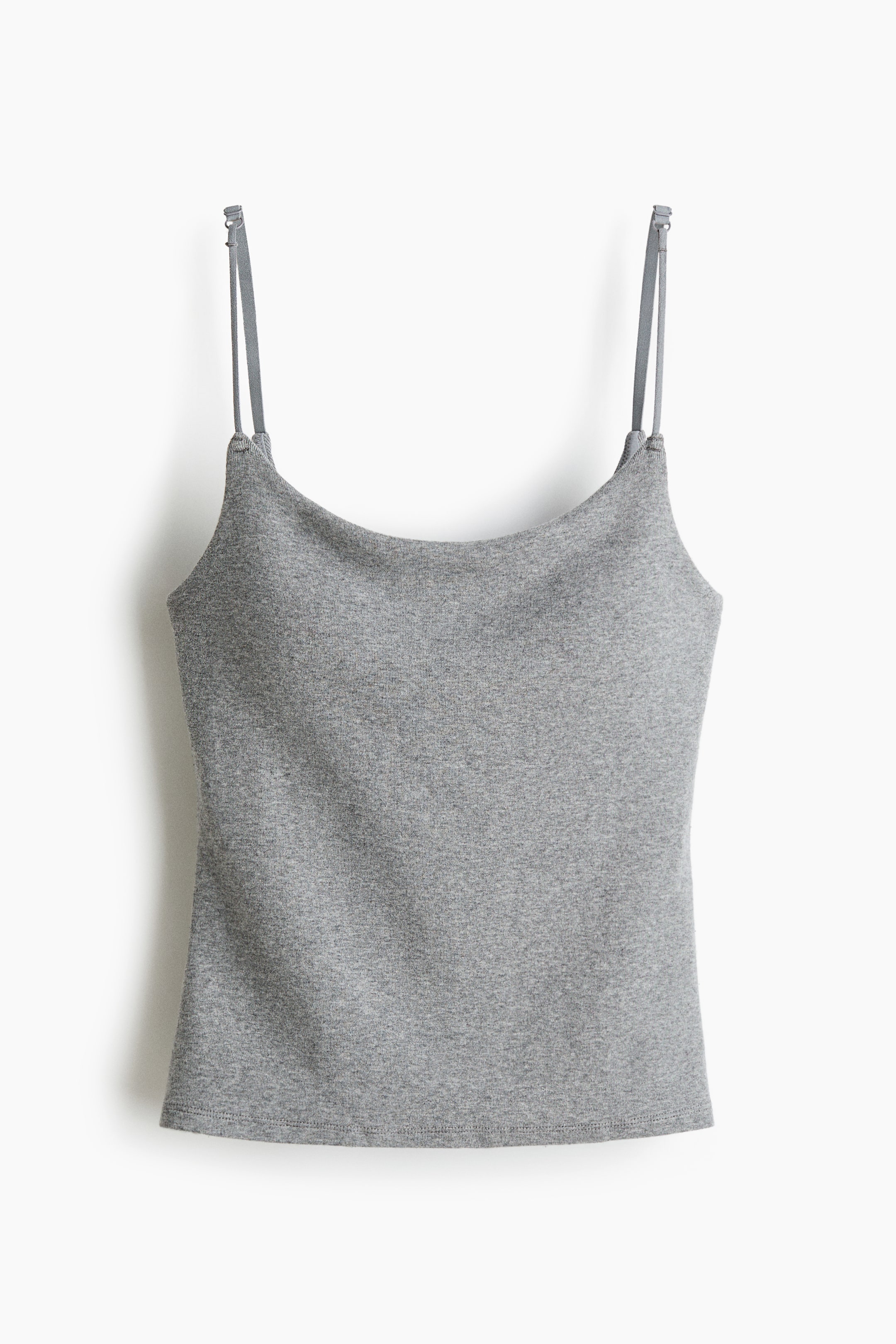 이미지 확대 보기: Integral-bra cotton strappy top - Grey marl - 여성 | H&M KR 1