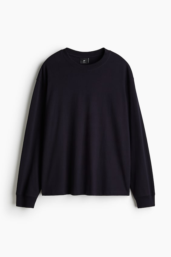Мужские рубашки H&M Loose-Fit Long-Sleeved Jersey Shirt