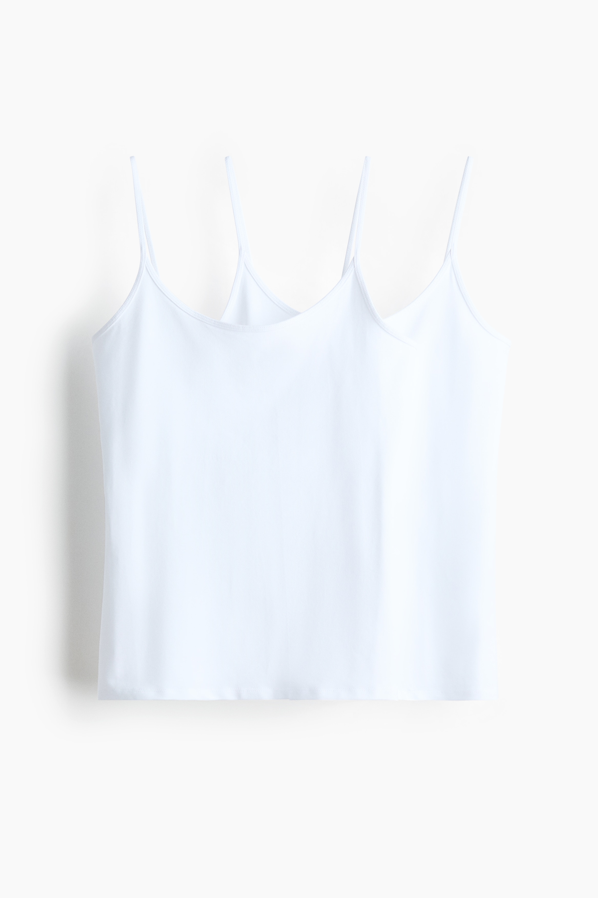 2-pack cotton strappy tops - White/Black