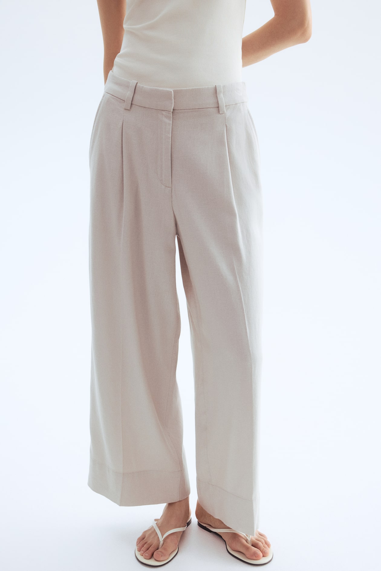 Wide-Leg Linen-Blend Pants - image 2