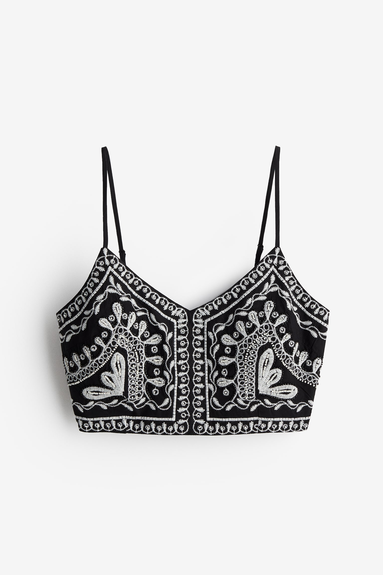 Embellished Cropped Top - Black - 2