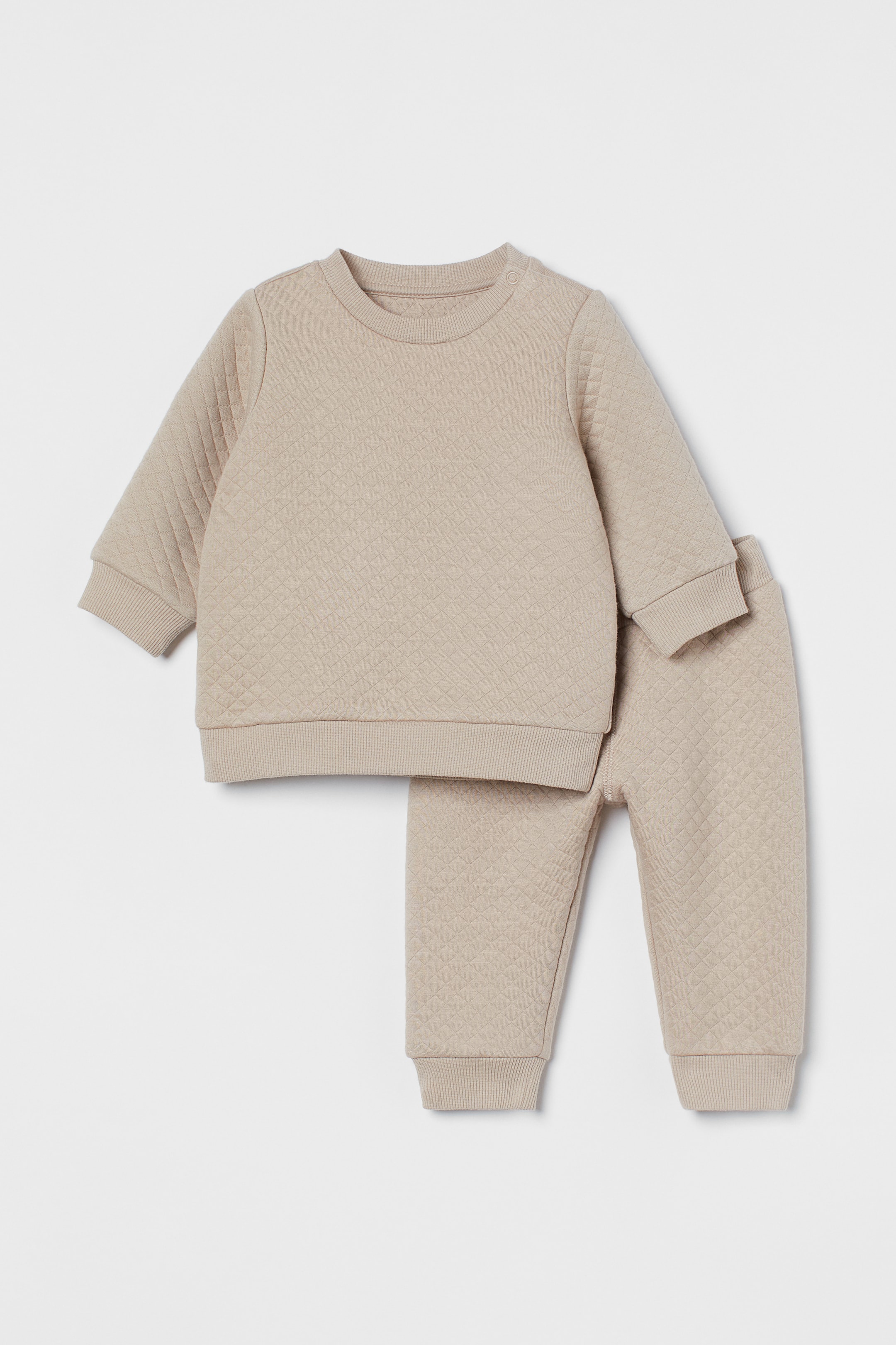 2-piece Quilted Set - Light beige - Kids | H&M US