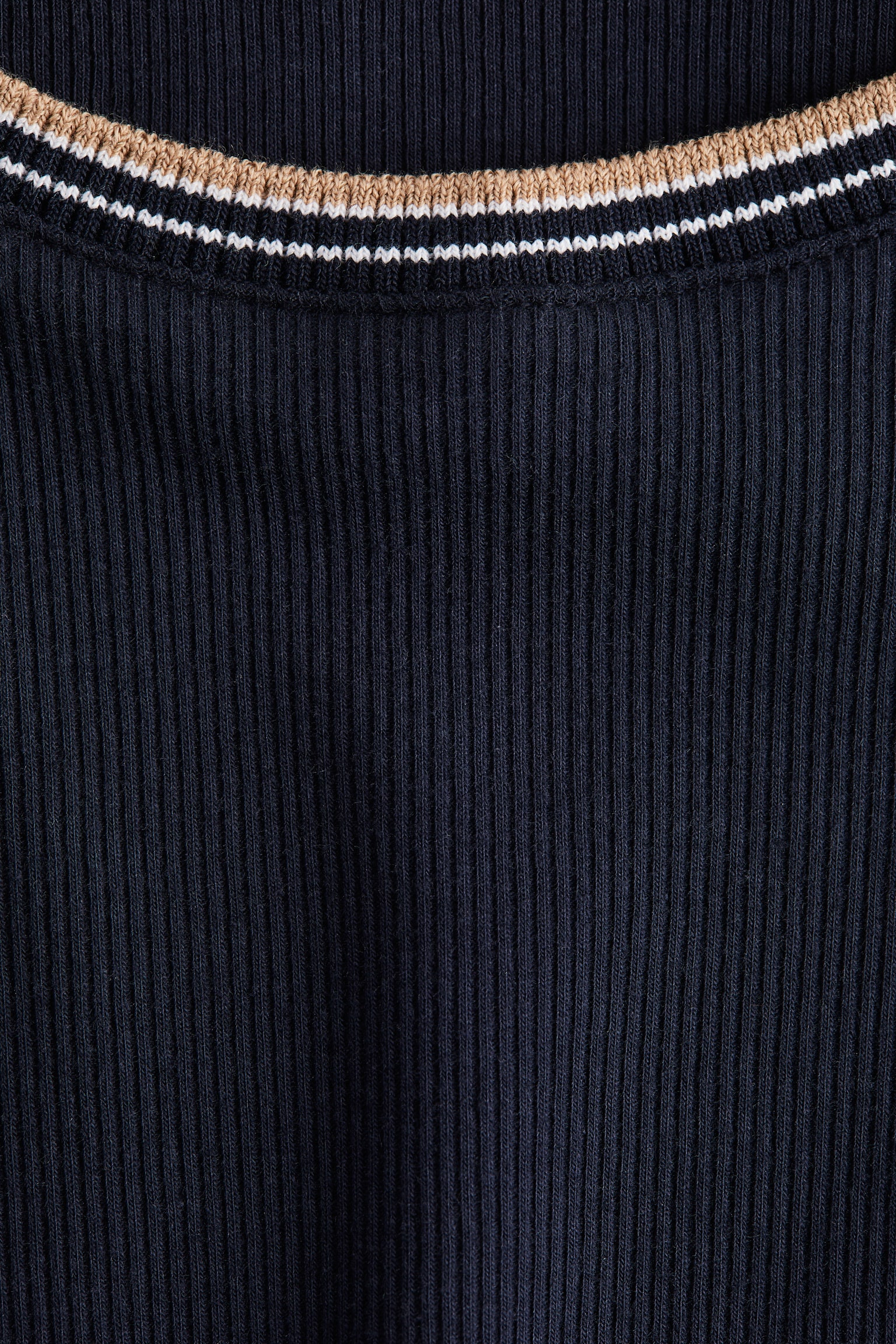 Rib-Knit T-Shirt - Navy blue/White - 4
