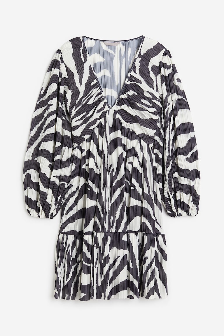 Women's Dark gray/zebra print Pleated Jersey Dress