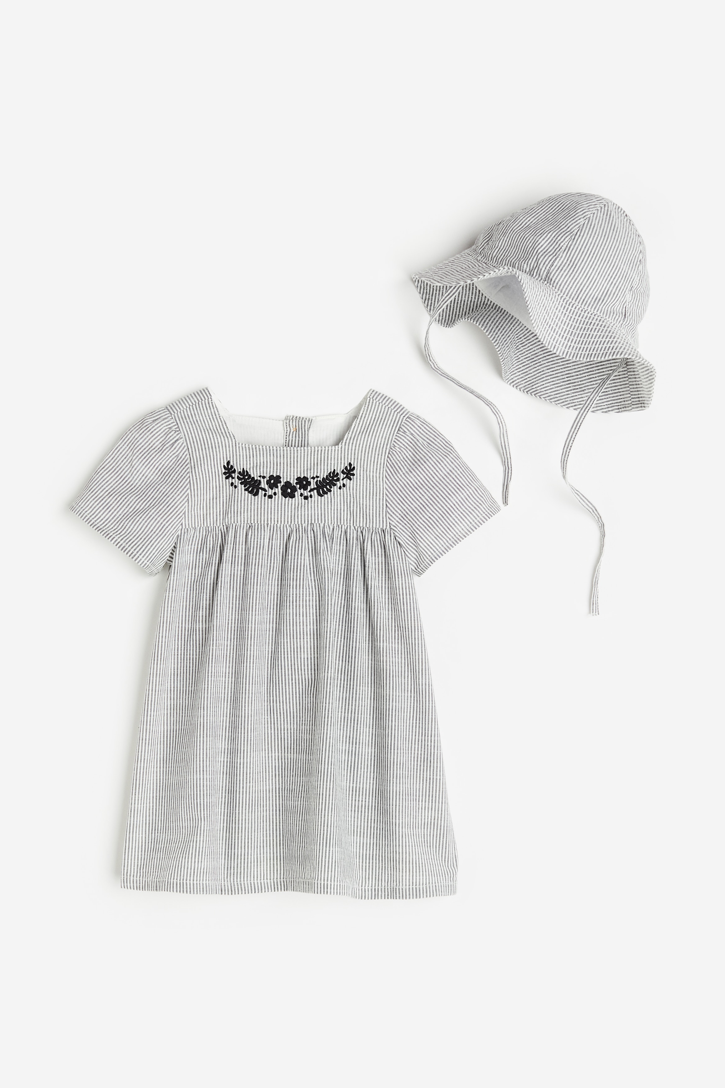 Bébé - Ensemble 2 pièces rob et chapeau de soleil Gris foncé/rayé - Size: 68 (4-6M)  - H&M