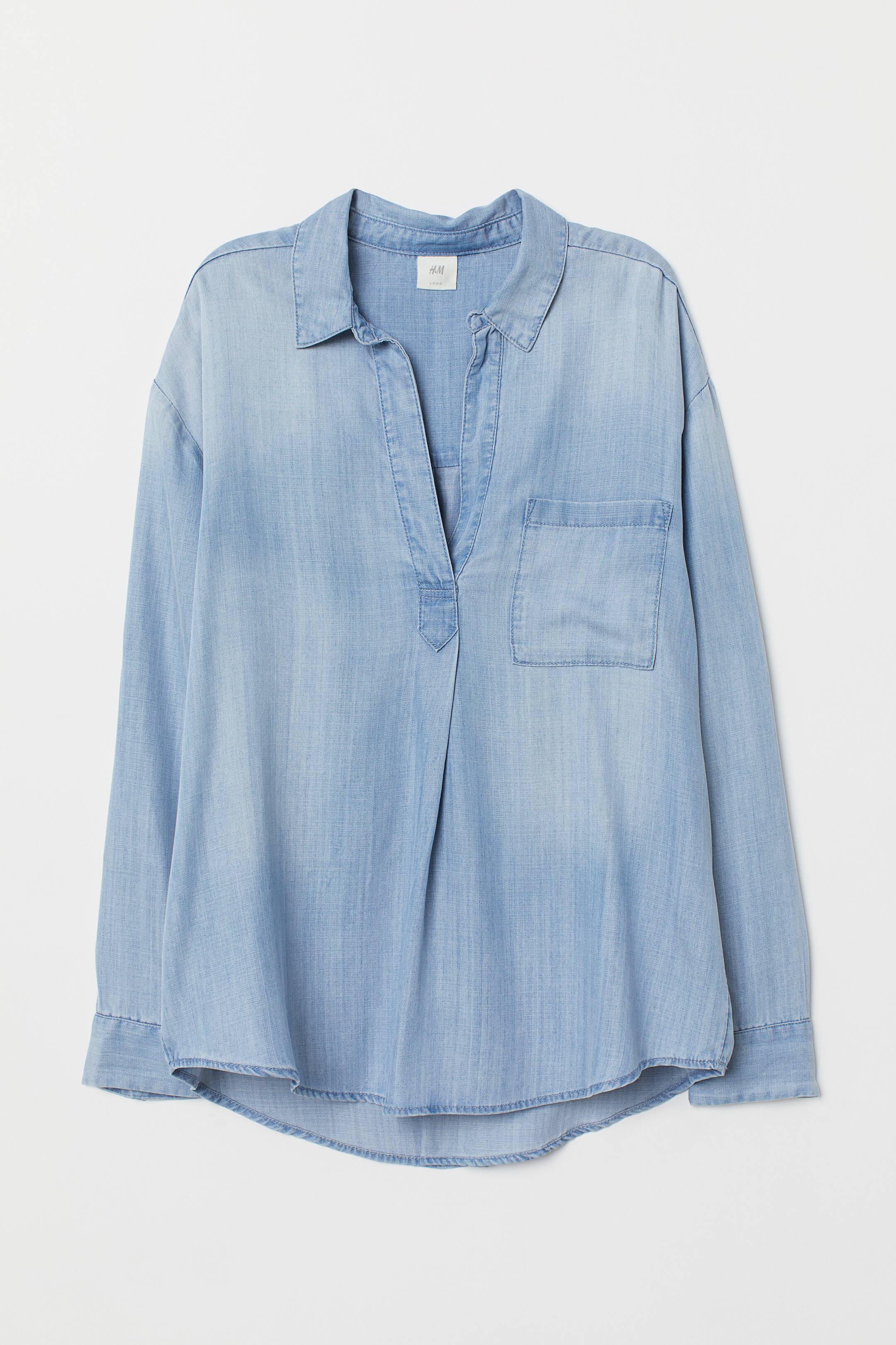 View larger image: Popover lyocell shirt - Light blue - Ladies | H&M 1