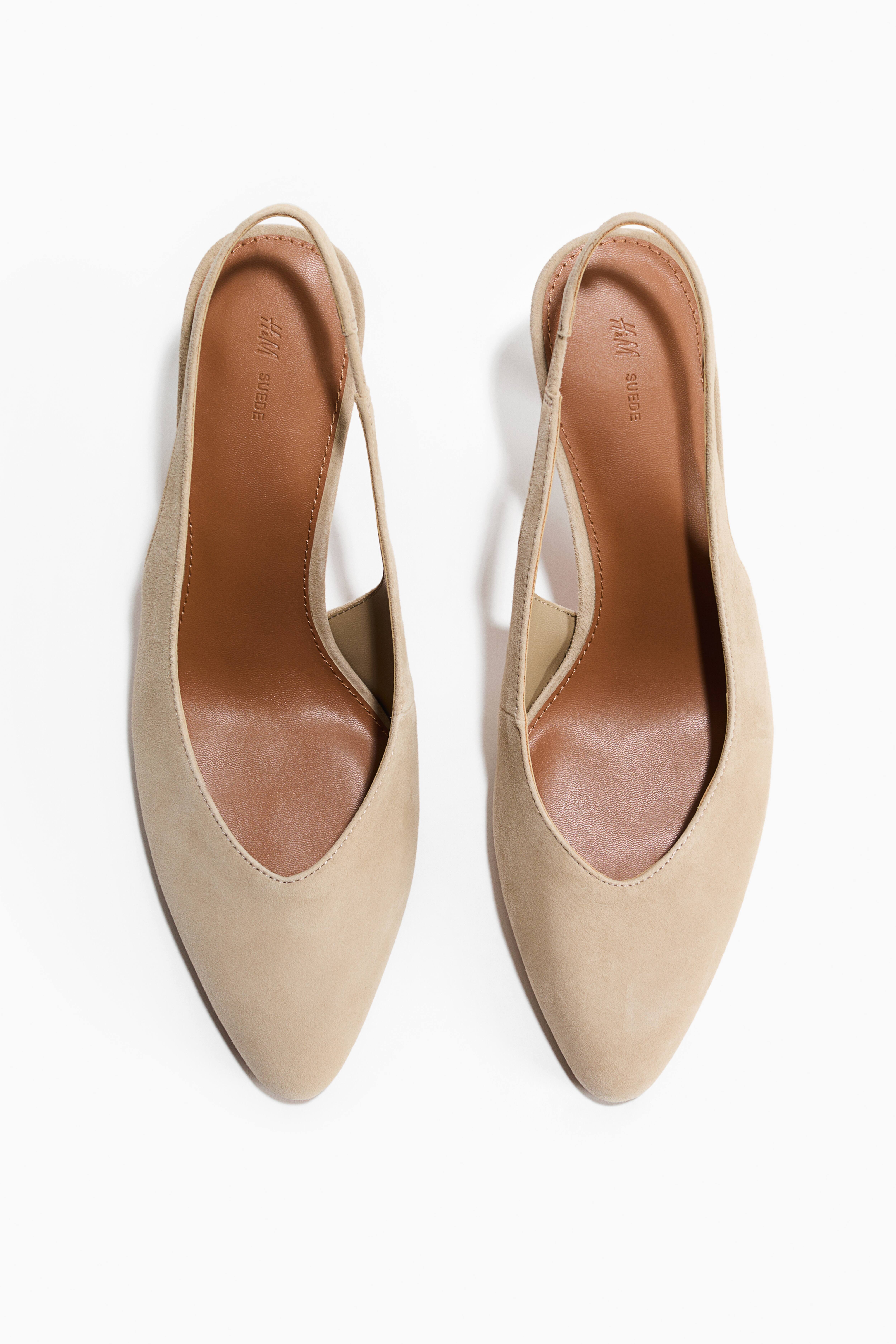 Stiletto-Heeled Suede Slingbacks