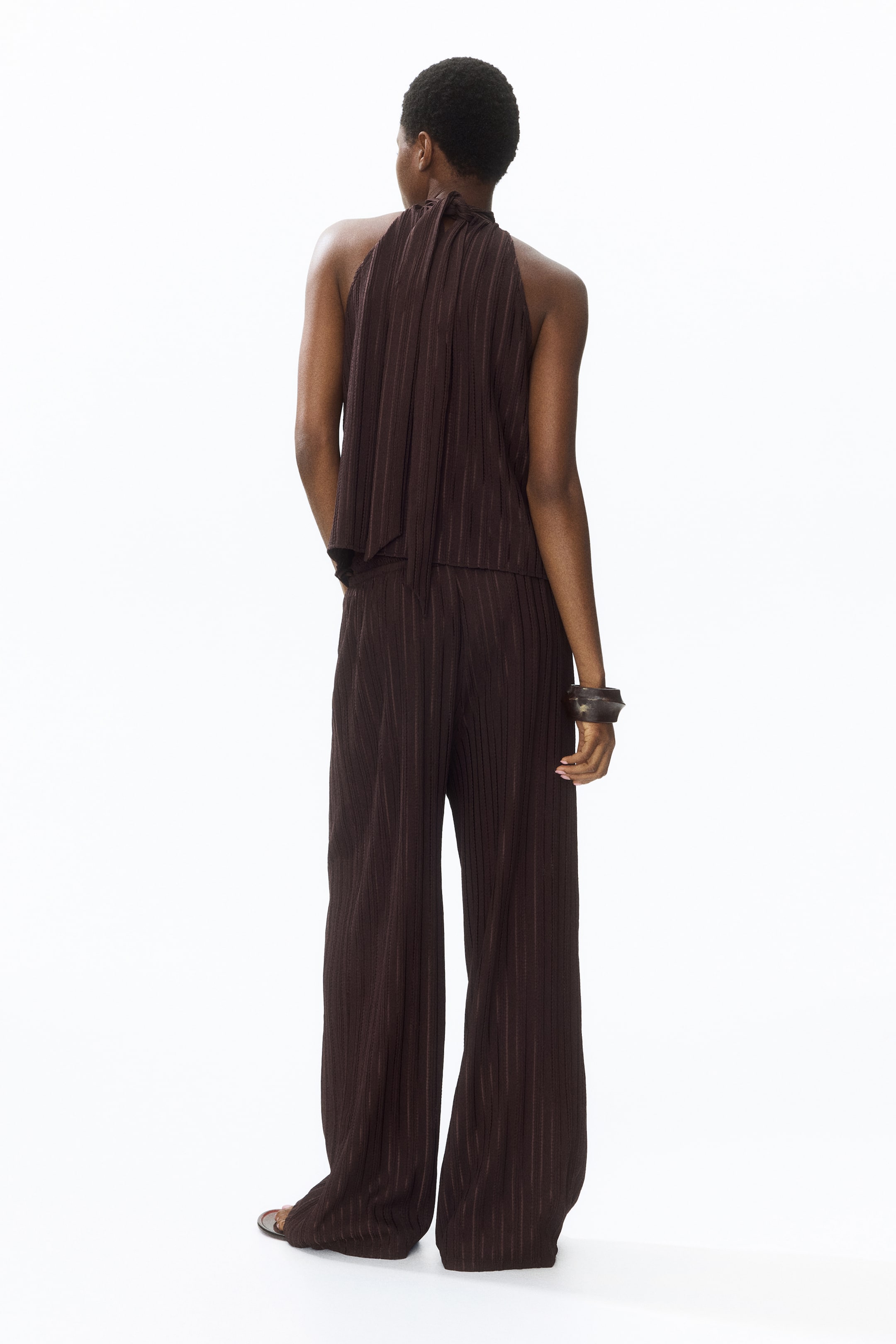 Pantalon froissé avec taille élastique