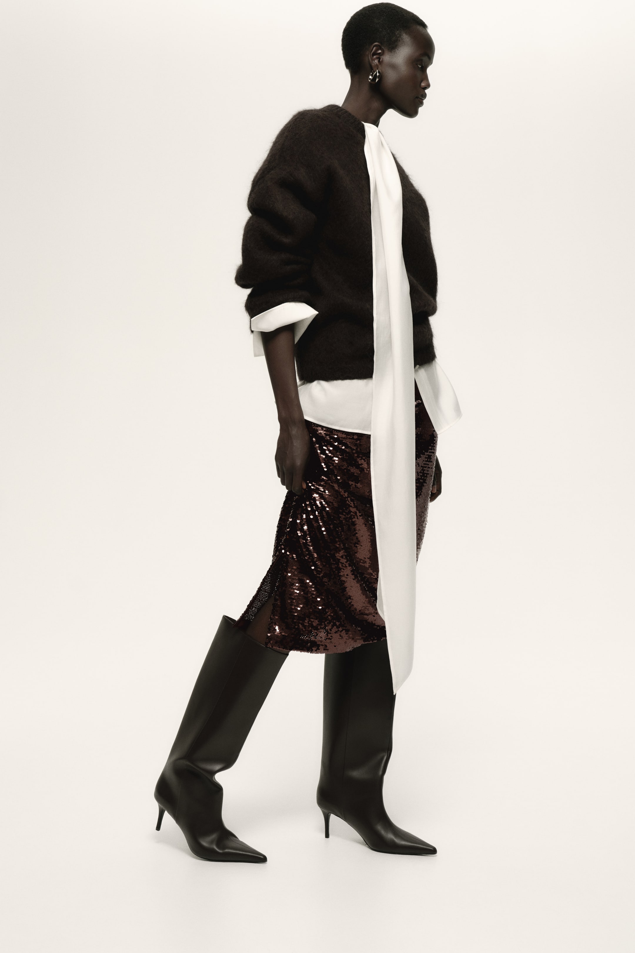 View larger image: Sequined midi skirt - Dark brown - Ladies | H&M GB 5