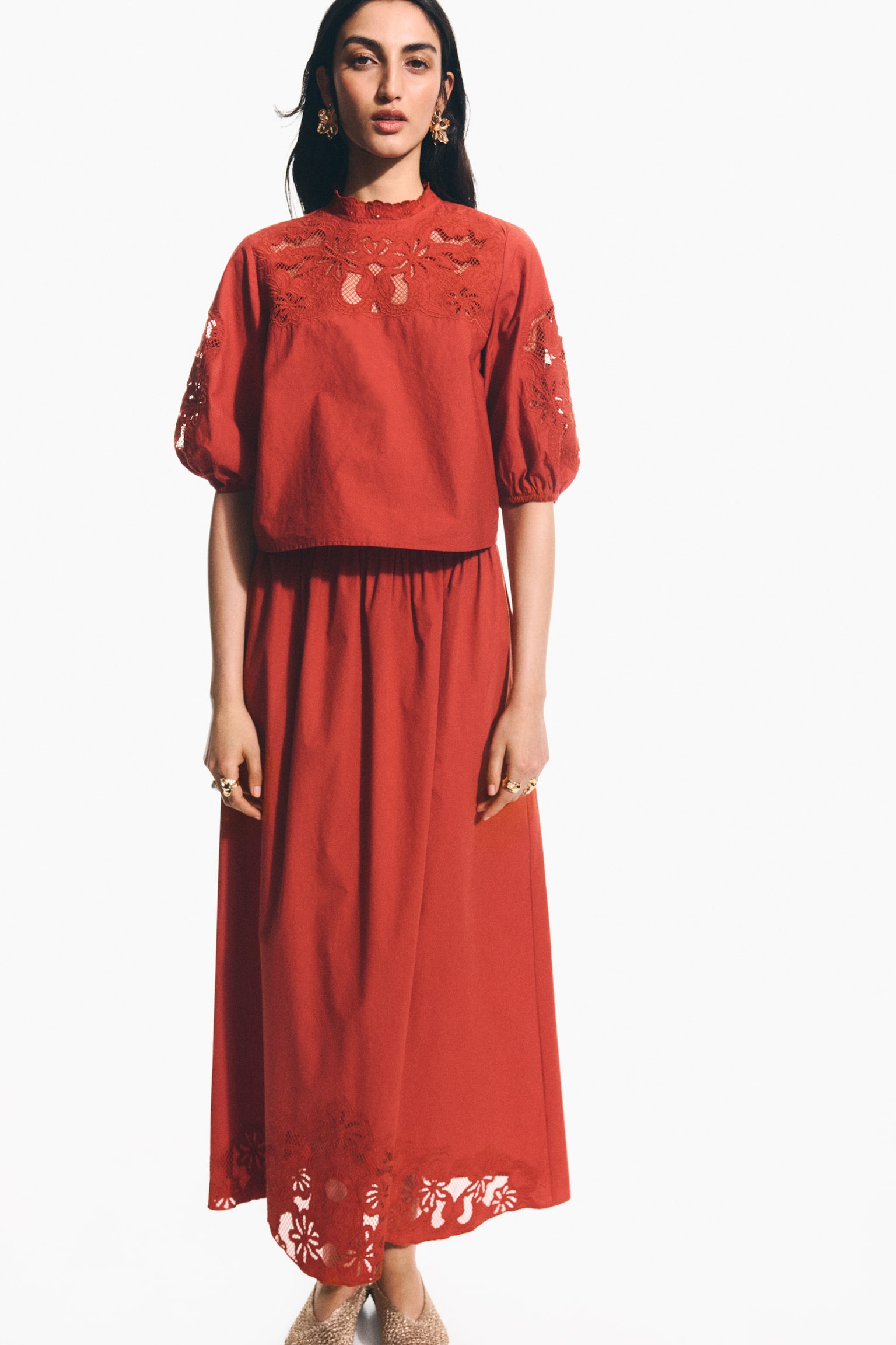 Blusa en bordado inglés - Rojo - 6