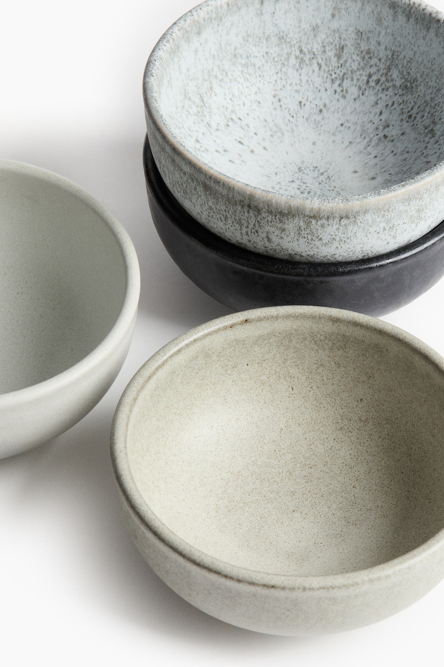 4-pack stoneware bowls - Light grey/Beige/Dark green - 3