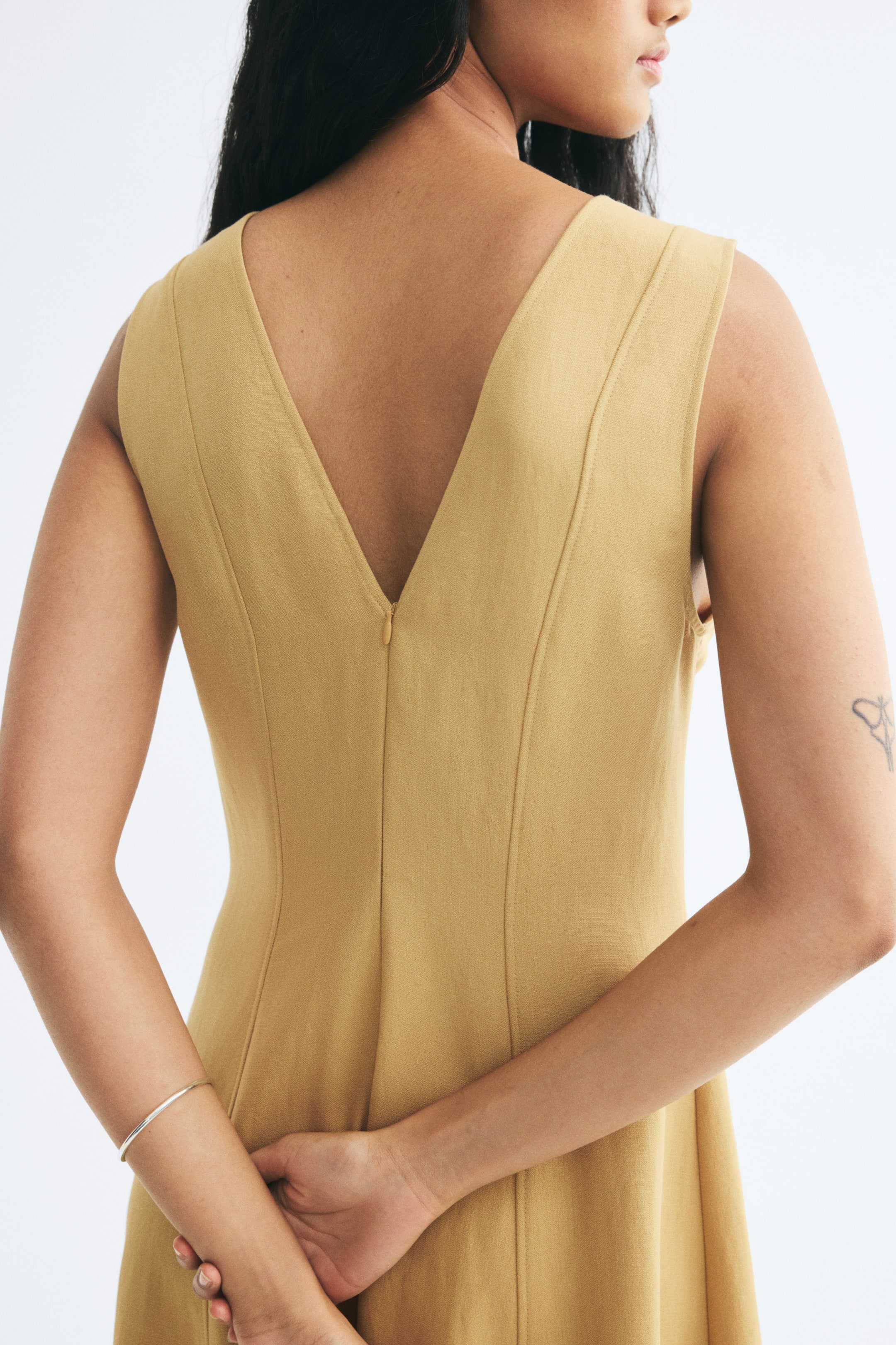 Viscose-Blend Dress with Flared Skirt