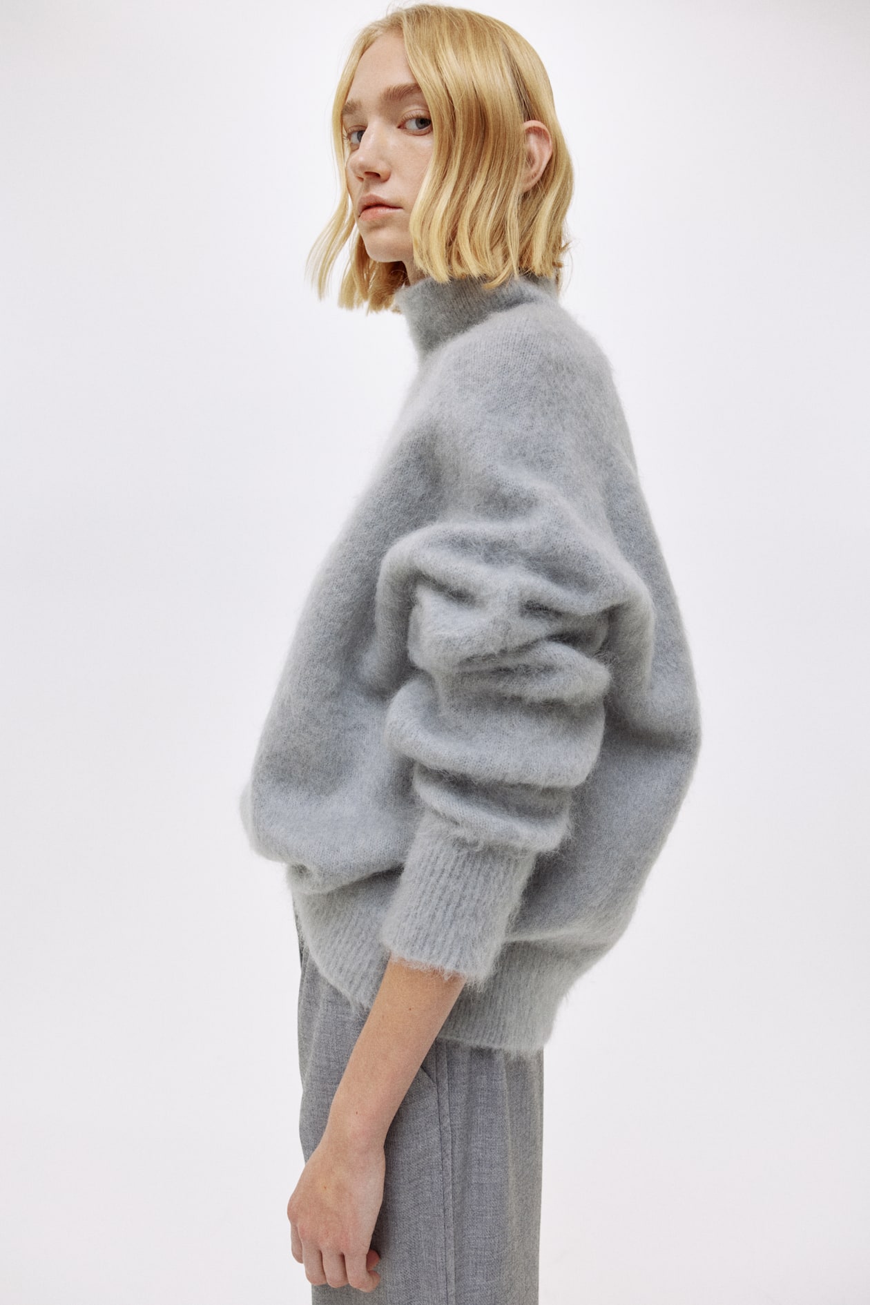 Mohair-Blend Mock Turtleneck Sweater