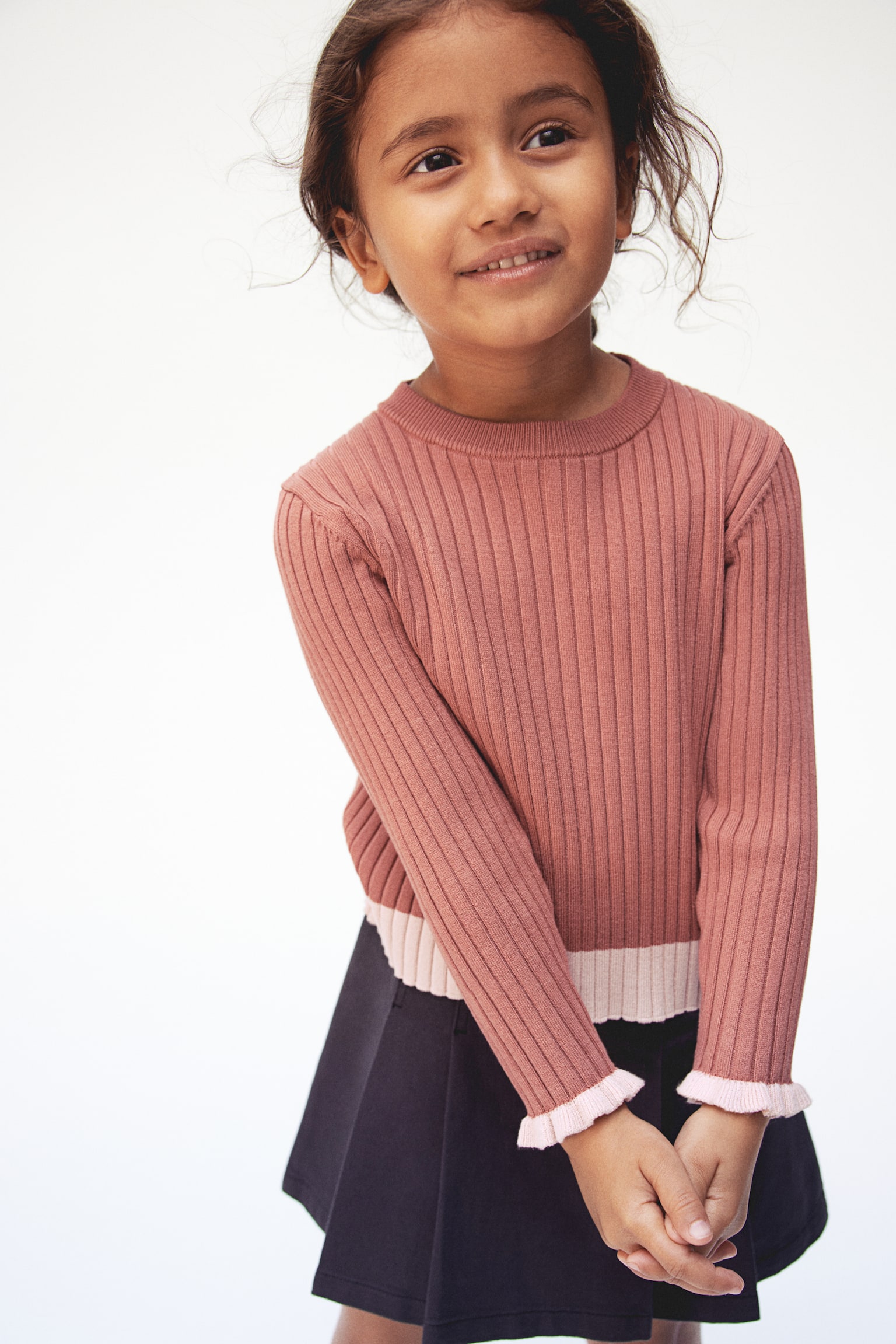 Rib-knit jumper - Rust red/Black/Dark red/Red/Light pink/Natural white/Striped/Light beige/Striped - 3