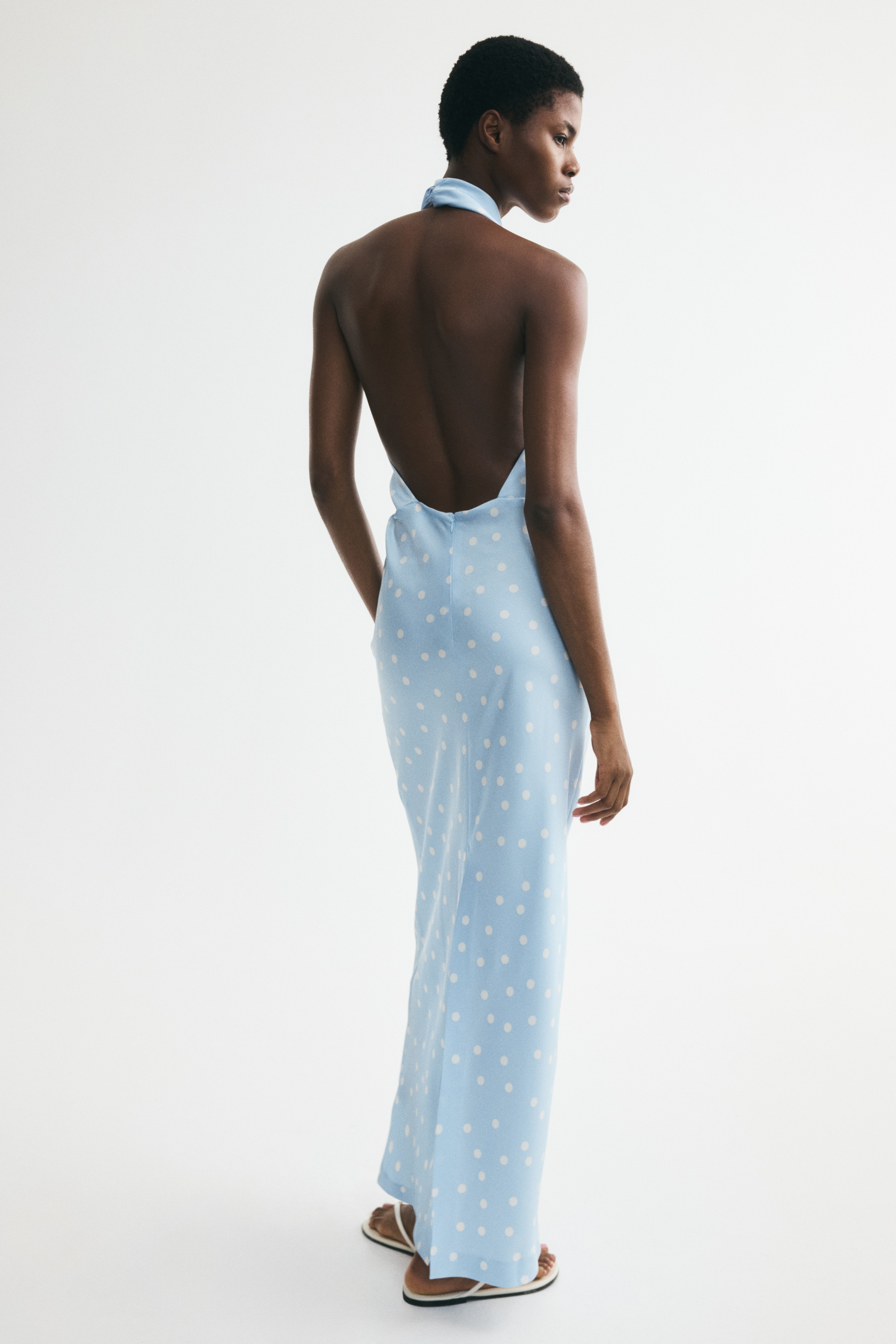 h&m long blue dress PRE-OWNED H&M M LONG MAXI Dress Sky BLUE HM Light Flowy Fabric