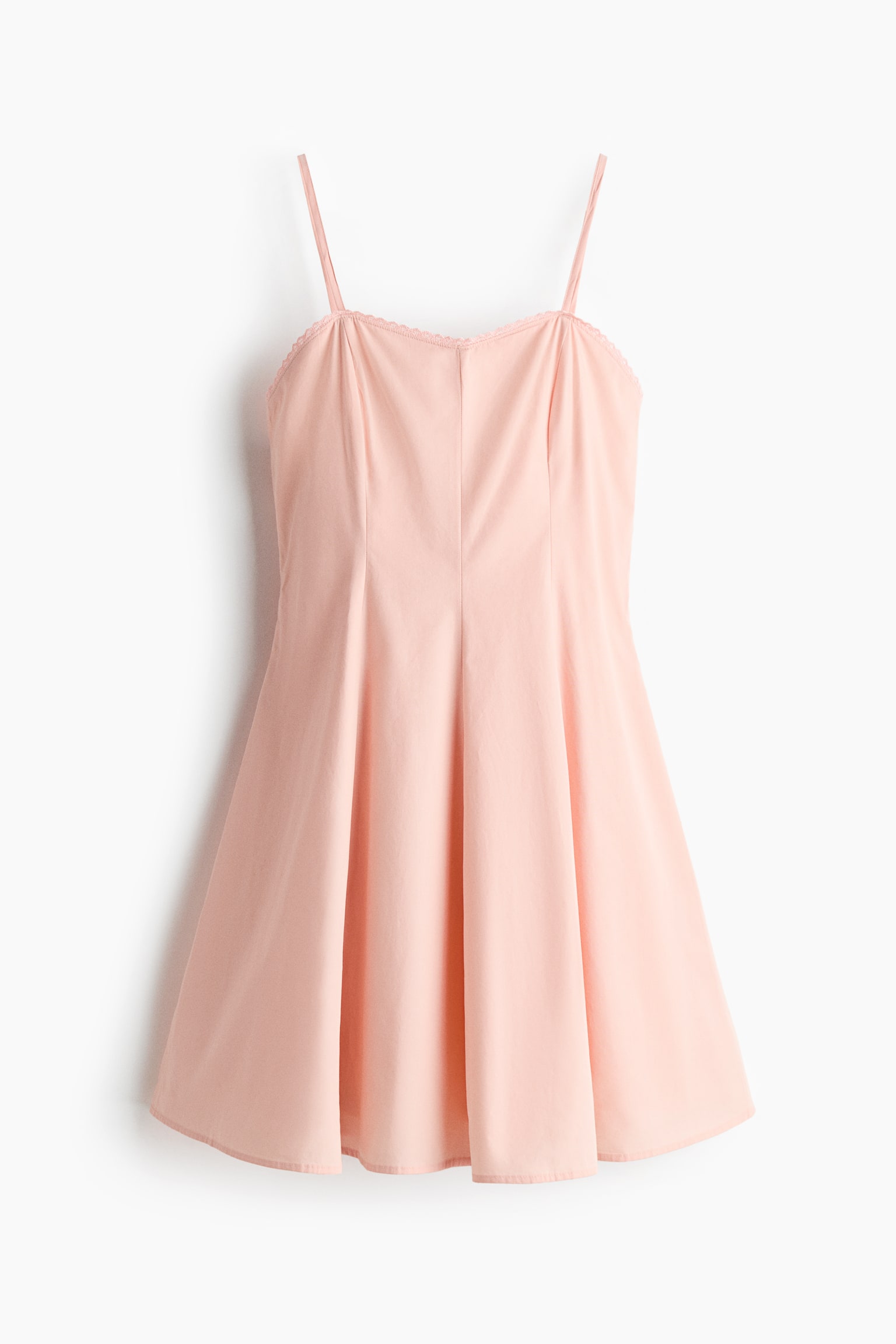 Flared-skirt poplin dress - Light pink/Ivory - 1