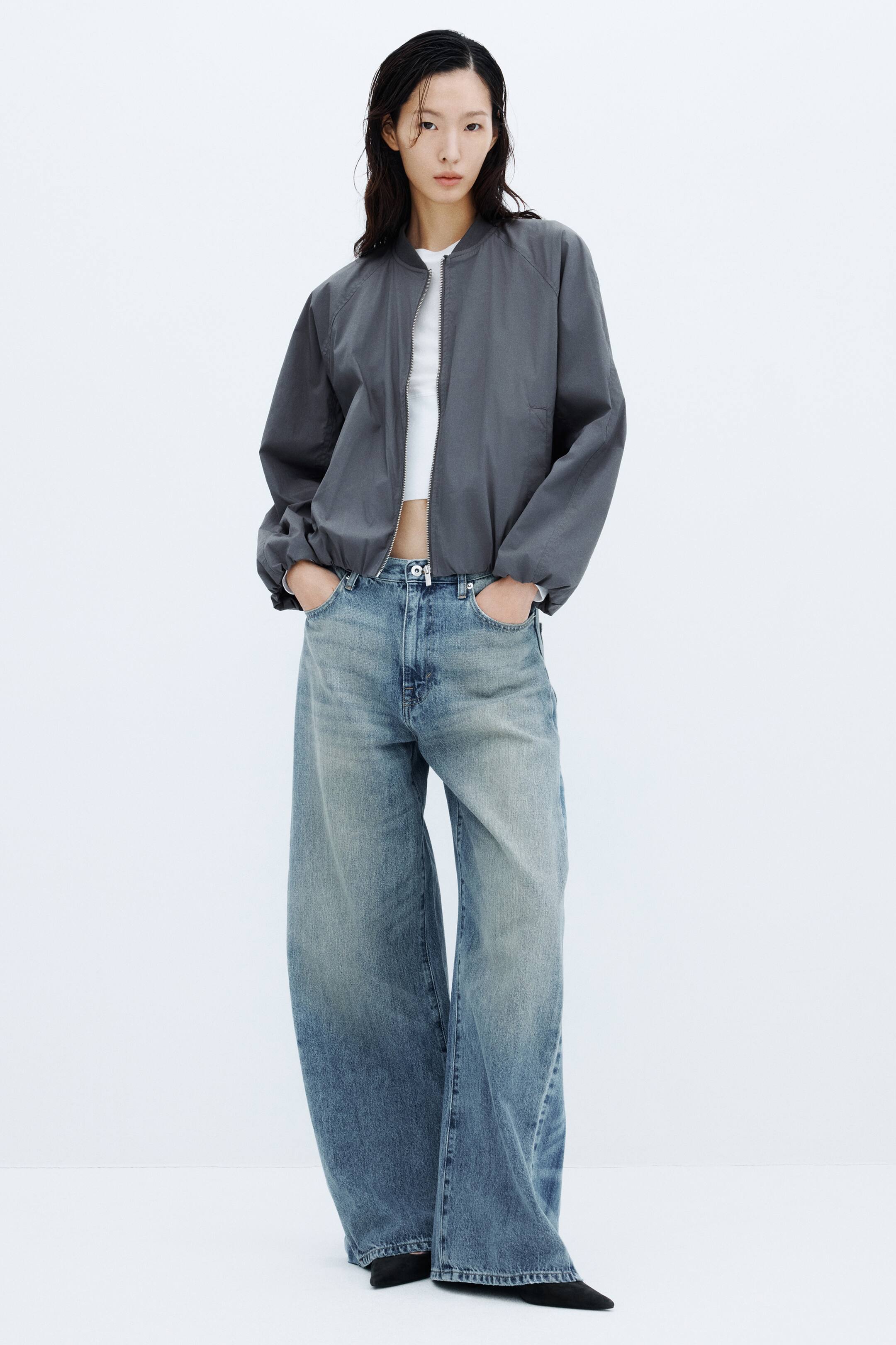 View larger image: Bubble-hem blouson jacket - Grey - Ladies | H&M SG 1