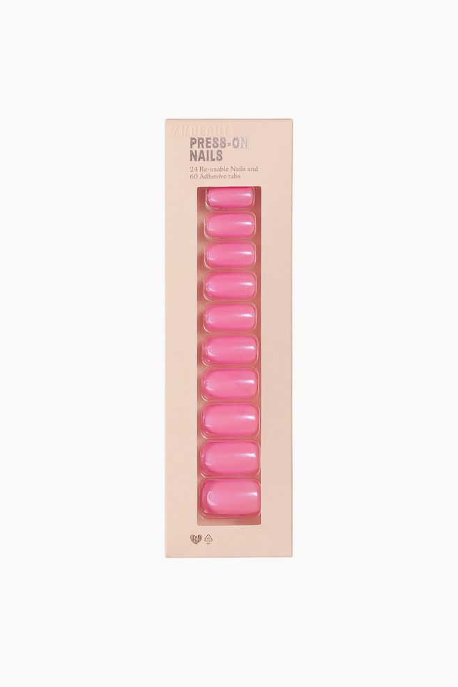 Press-on nails - Square Long Glimmer Pink/Almond Medium French Tips/Square Short French Mani/Oval Long Scarlet Red - 1