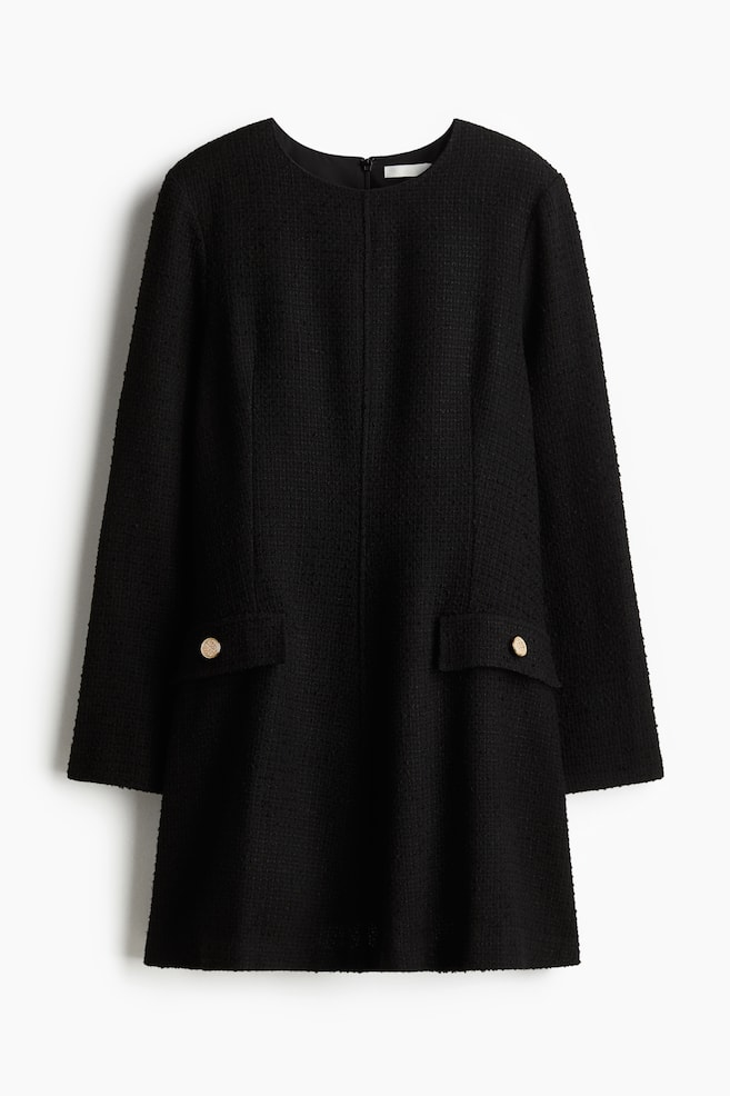 Robe en tissu bouclette - Noir - 1