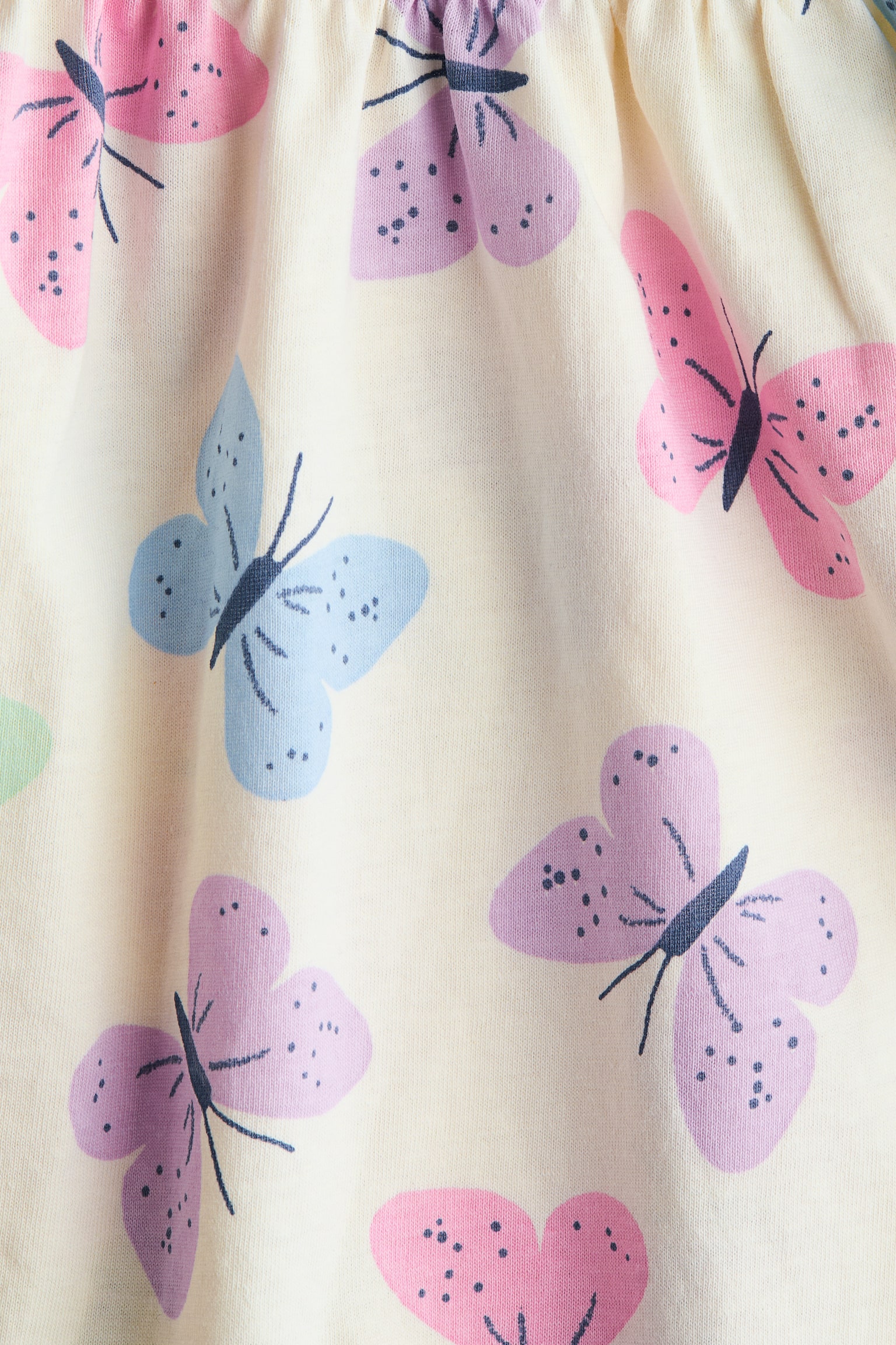 Ladybug Dress - Cream/butterflies/Light pink/strawberries/Light blue/striped/Cream/hearts/White/watermelons/Light blue/bows/Light blue/butterflies/Light peach/strawberries/Light pink/unicorns/Multicolored/striped/White/pink floral/Light yellow/lemons/Light green/cherries/Light green/rainbows/Yellow/lemons/Light green/hearts/Peach/teddy bears - 2